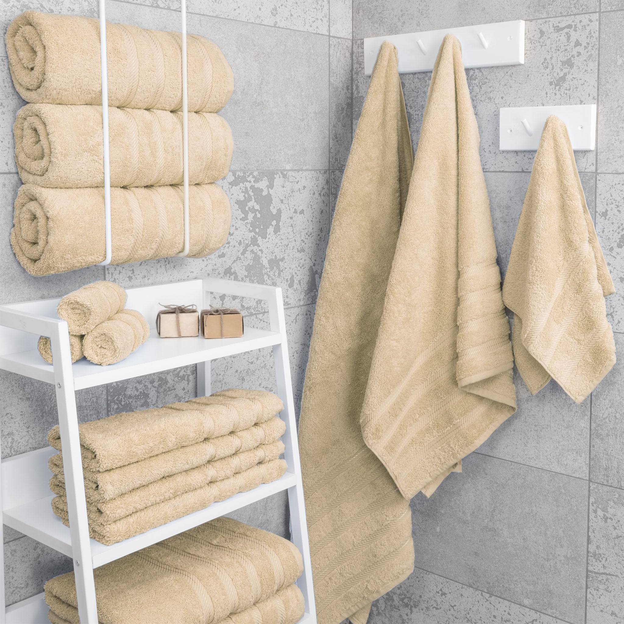 American-softlinen 100% Turkish Cotton 4 Pack Bath Towel Set Wholesale sand-taupe-2
