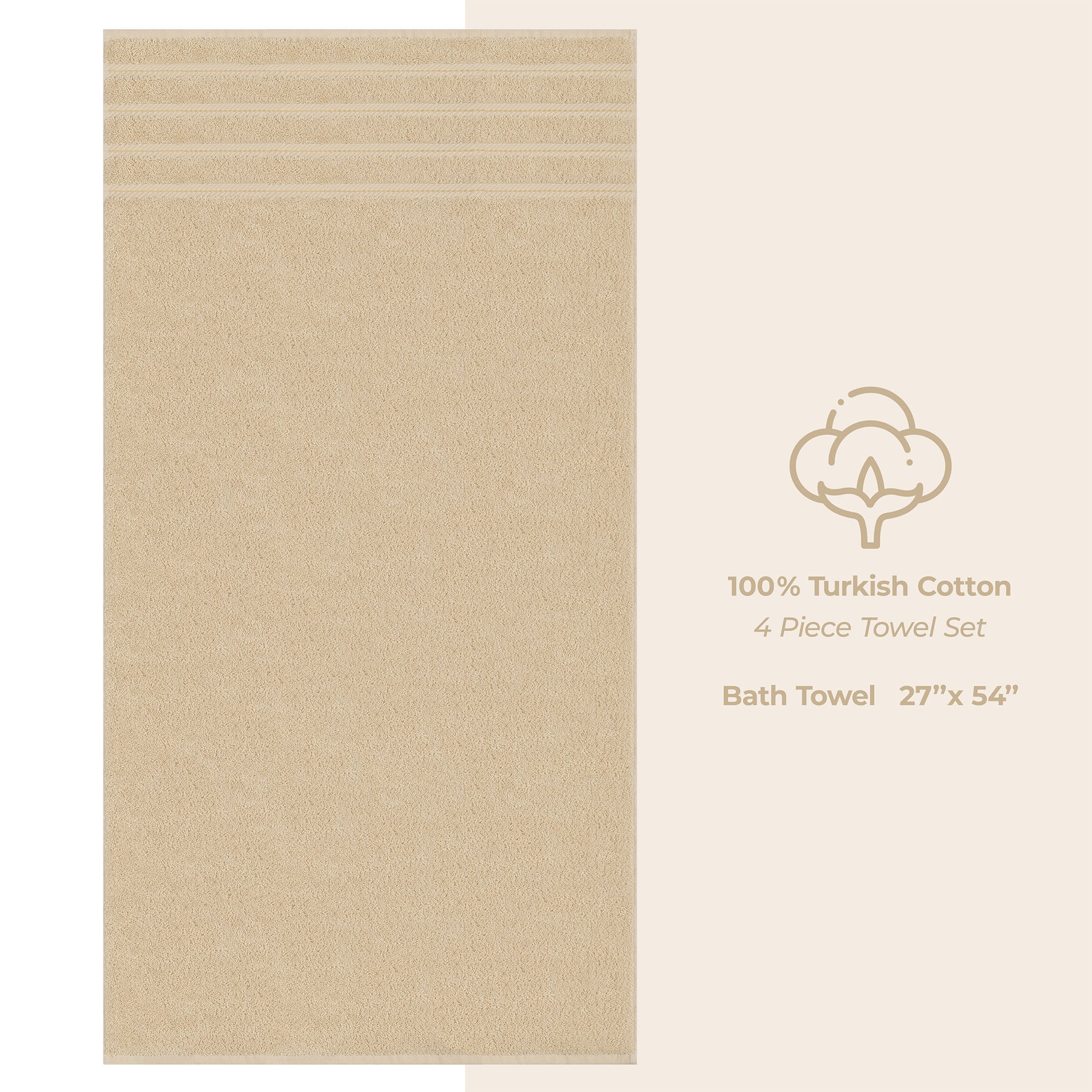 American-softlinen 100% Turkish Cotton 4 Pack Bath Towel Set Wholesale sand-taupe-4