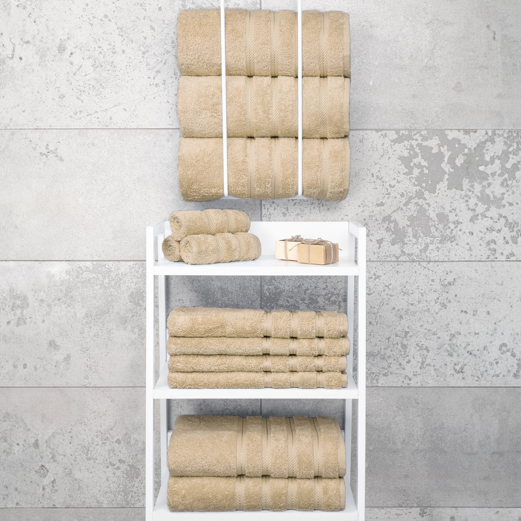 American-softlinen 100% Turkish Cotton 4 Pack Bath Towel Set Wholesale sand-taupe-7
