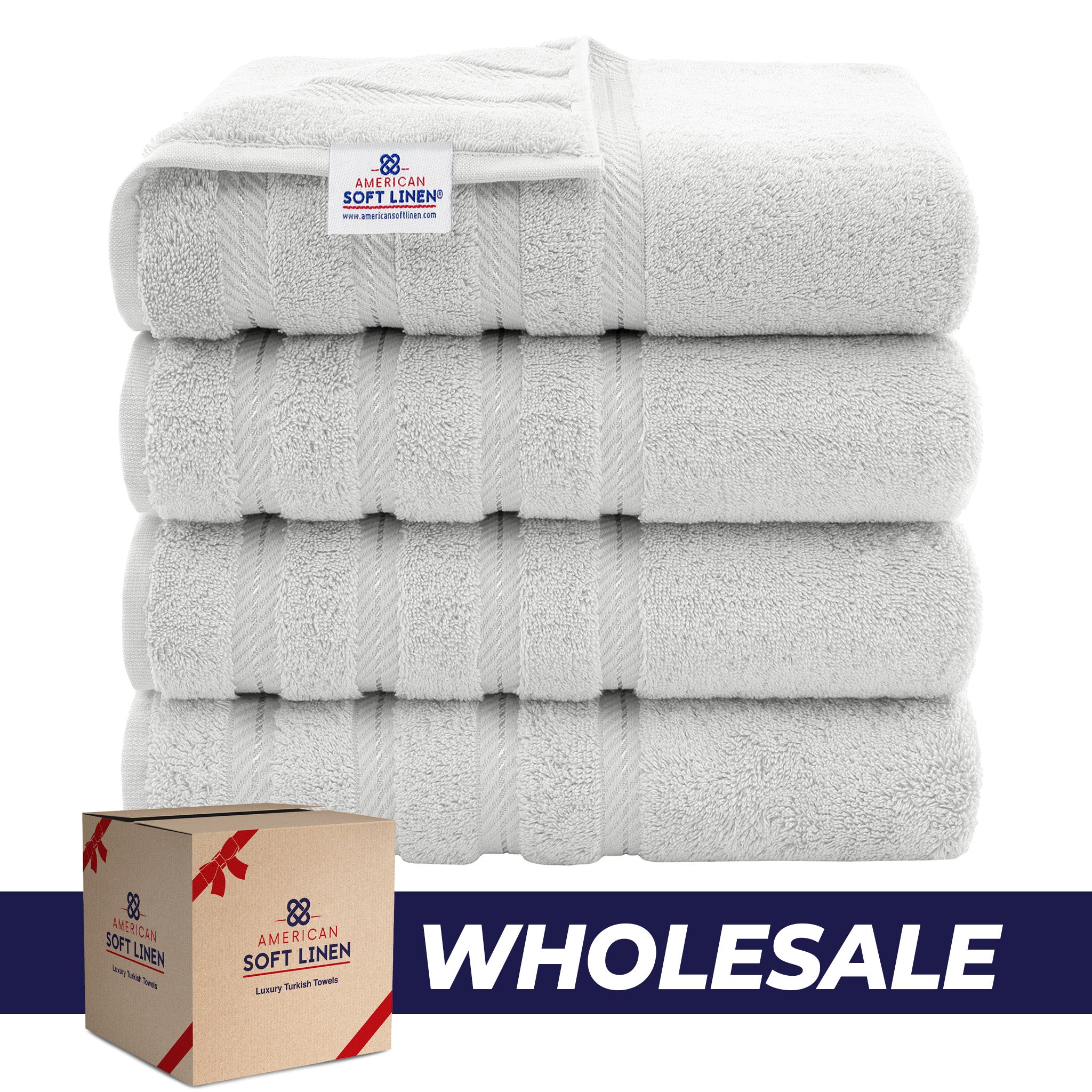 American-softlinen 100% Turkish Cotton 4 Pack Bath Towel Set Wholesale silver-gray-0