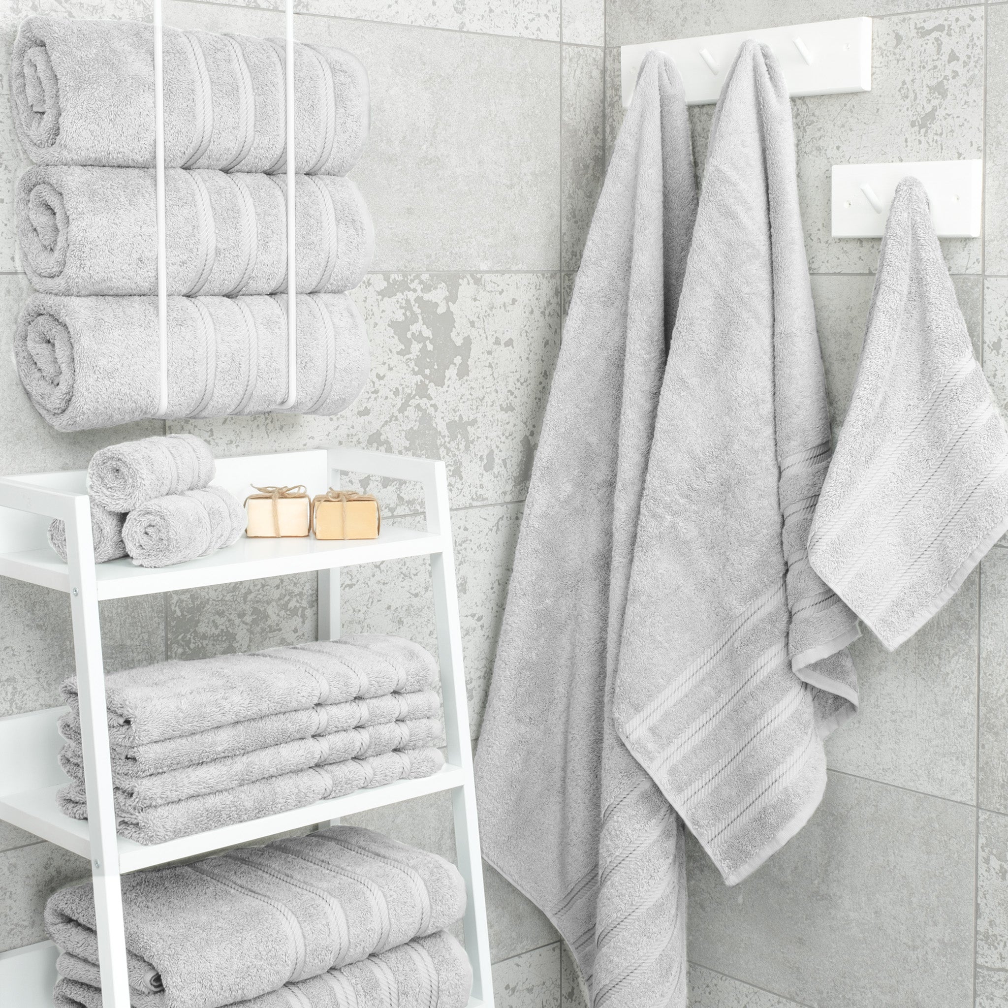American-softlinen 100% Turkish Cotton 4 Pack Bath Towel Set Wholesale silver-gray-2
