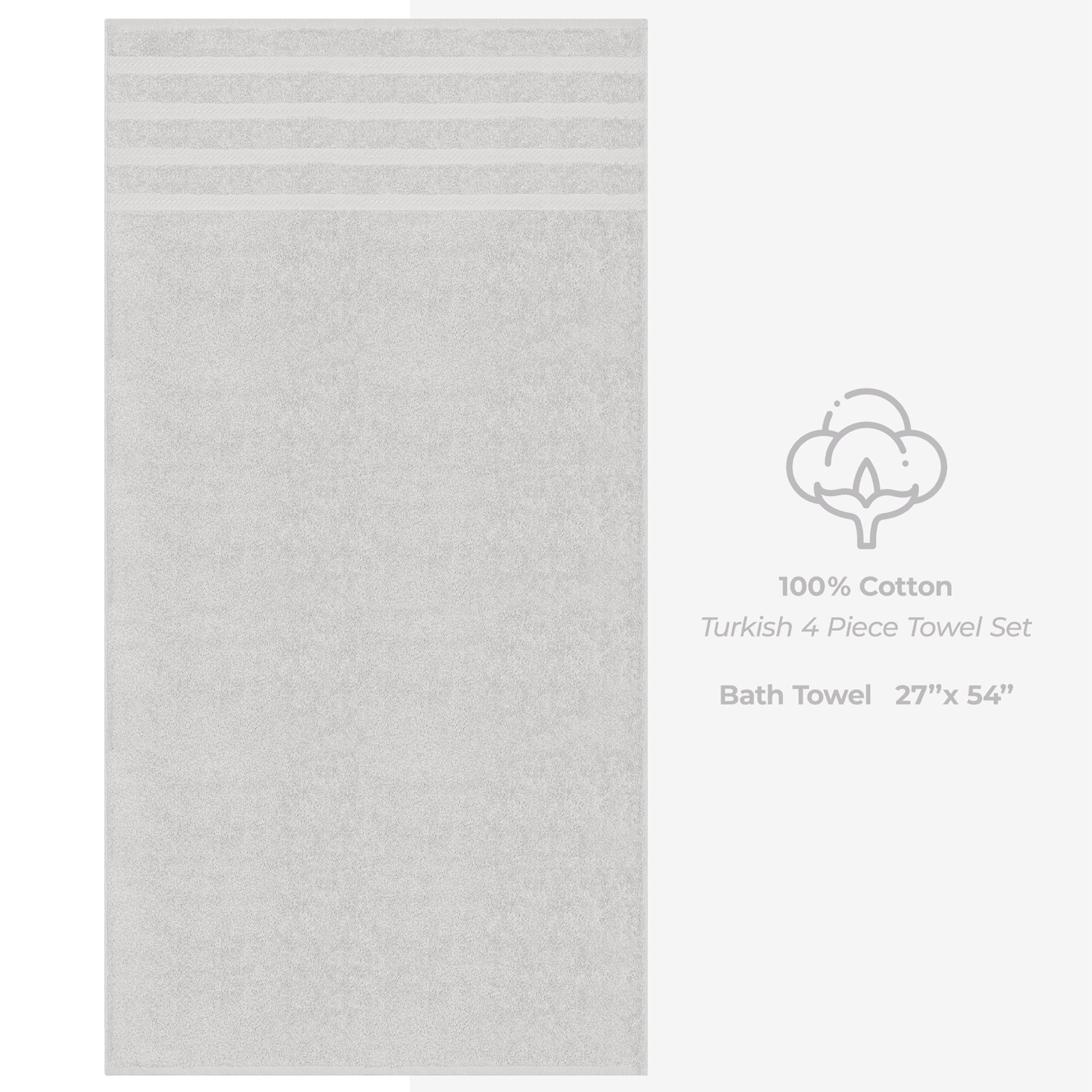 American-softlinen 100% Turkish Cotton 4 Pack Bath Towel Set Wholesale silver-gray-4