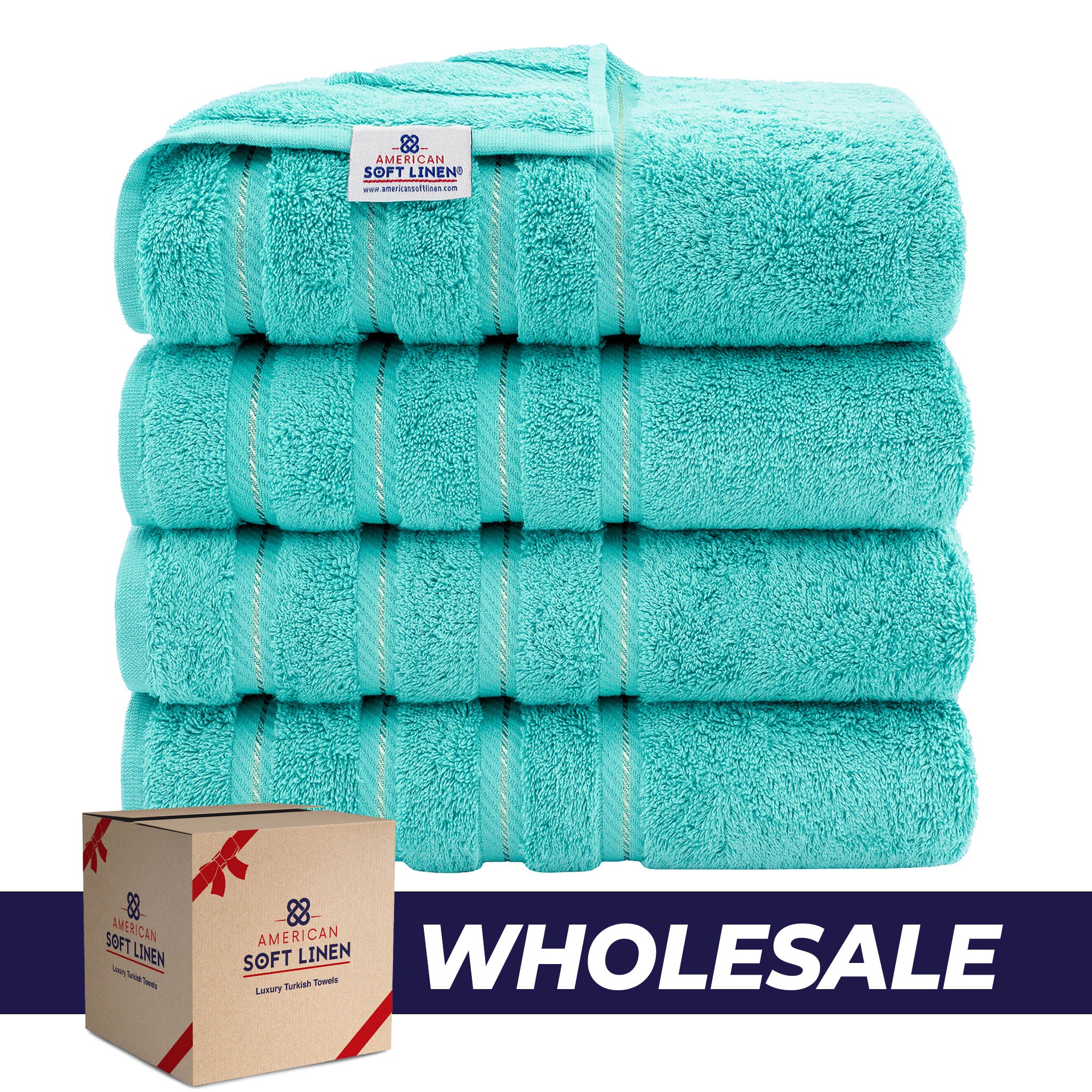 American-softlinen 100% Turkish Cotton 4 Pack Bath Towel Set Wholesale turquoise-blue-0
