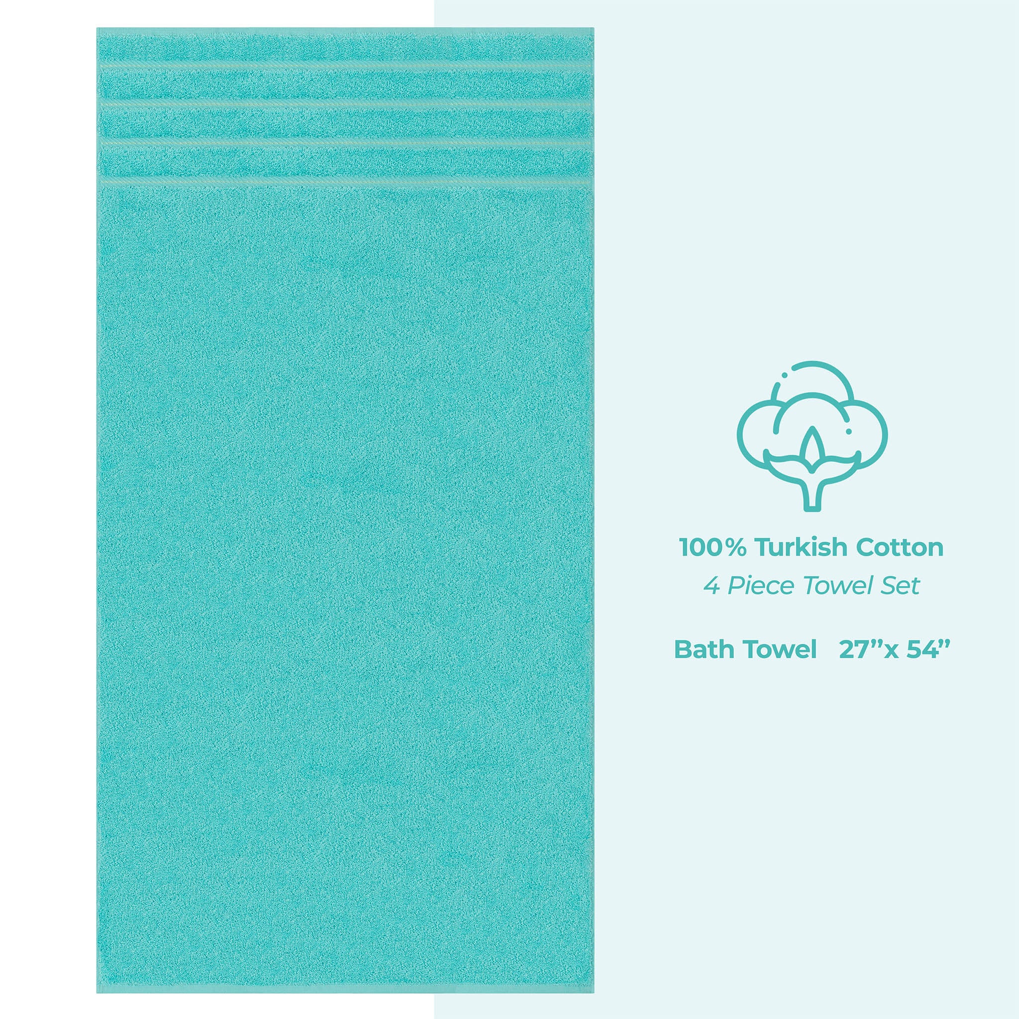 American-softlinen 100% Turkish Cotton 4 Pack Bath Towel Set Wholesale turquoise-blue-4
