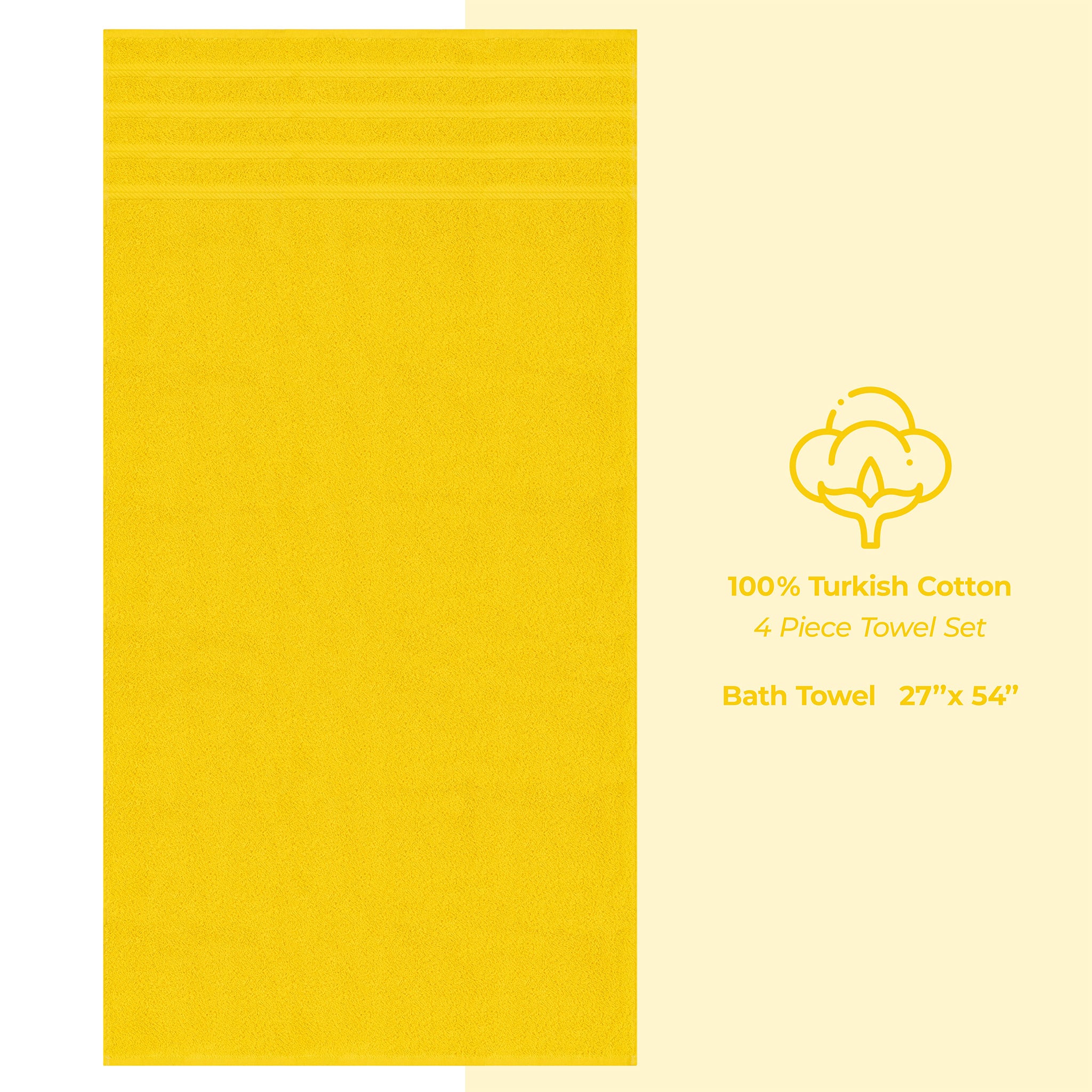 American-softlinen 100% Turkish Cotton 4 Pack Bath Towel Set Wholesale yellow-4