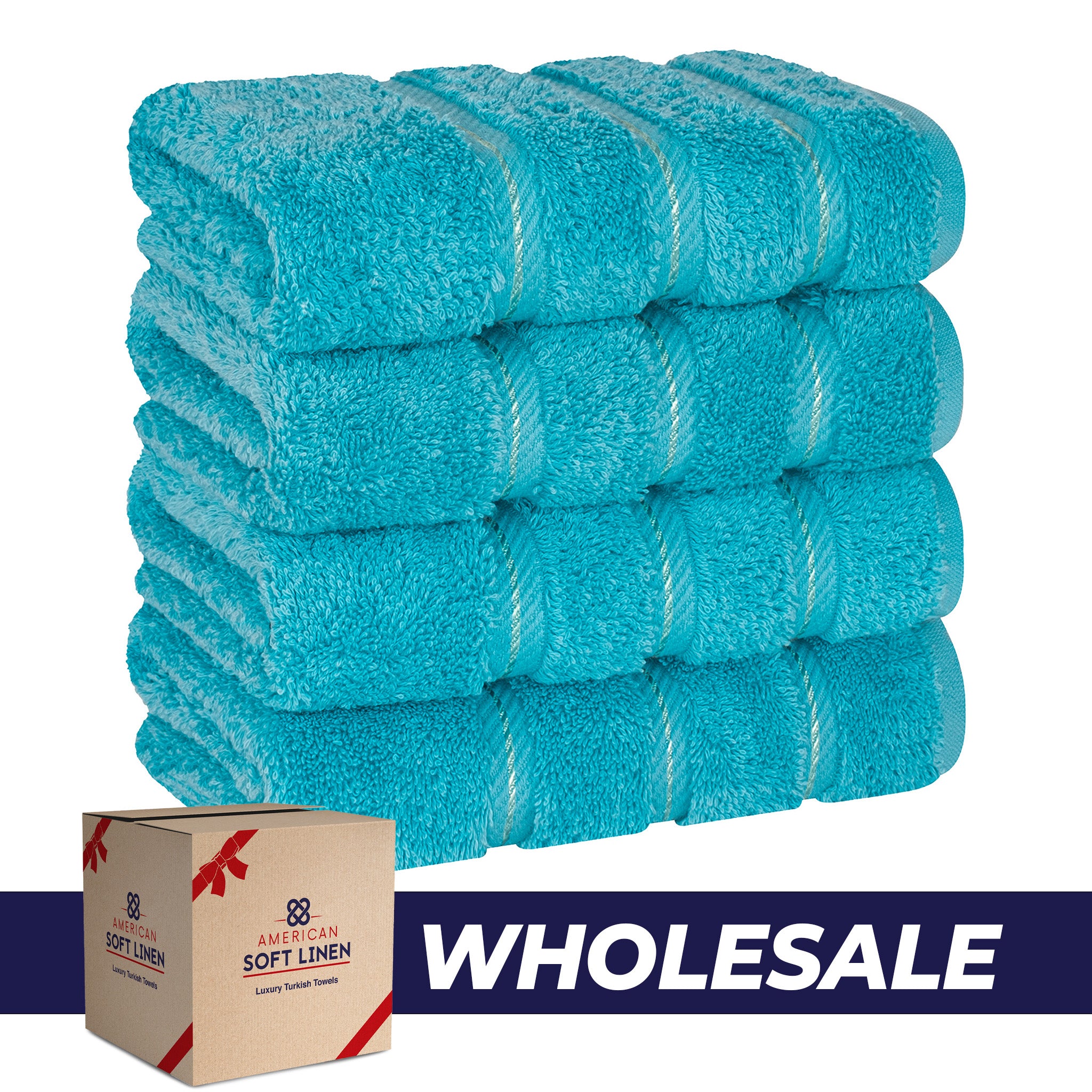 American-softlinen 100% Turkish Cotton 4 Pack Hand Towel Set Wholesale aqua-0