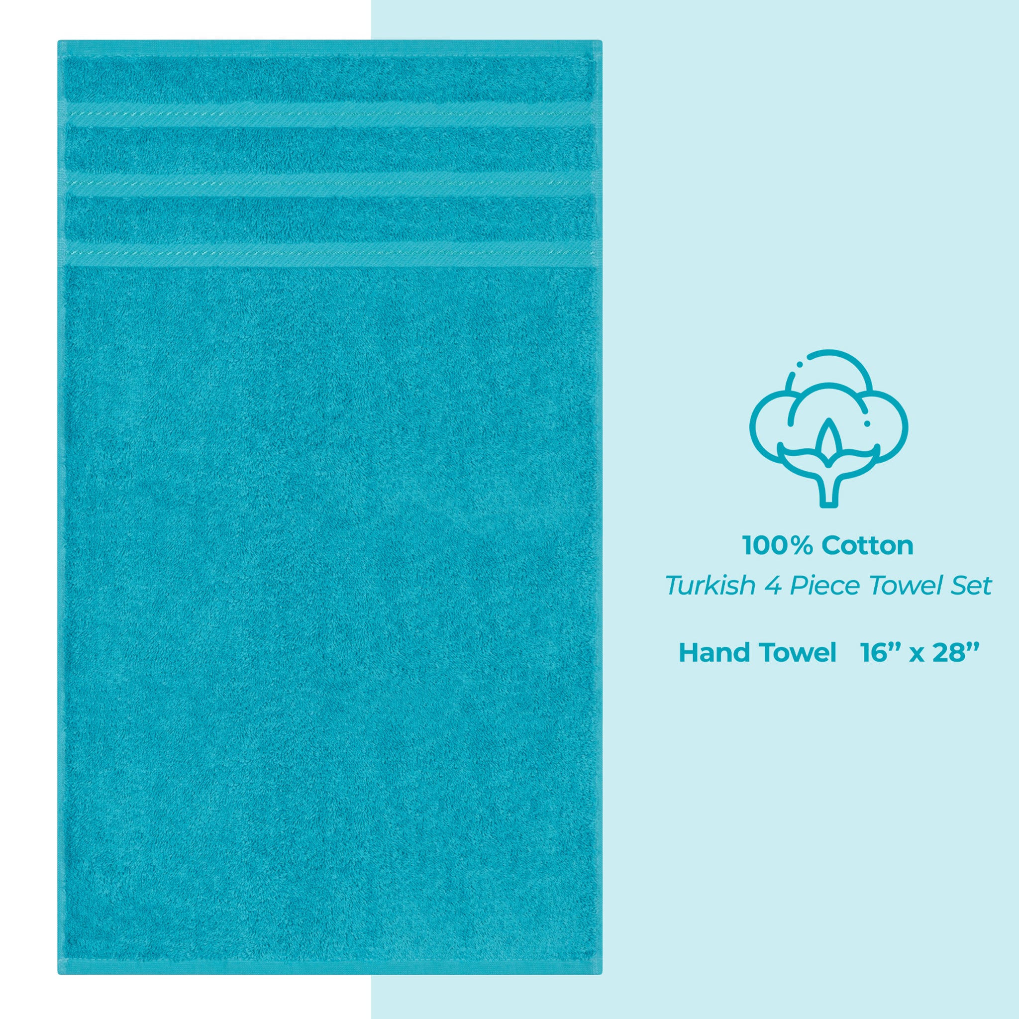 American-softlinen 100% Turkish Cotton 4 Pack Hand Towel Set Wholesale aqua-4