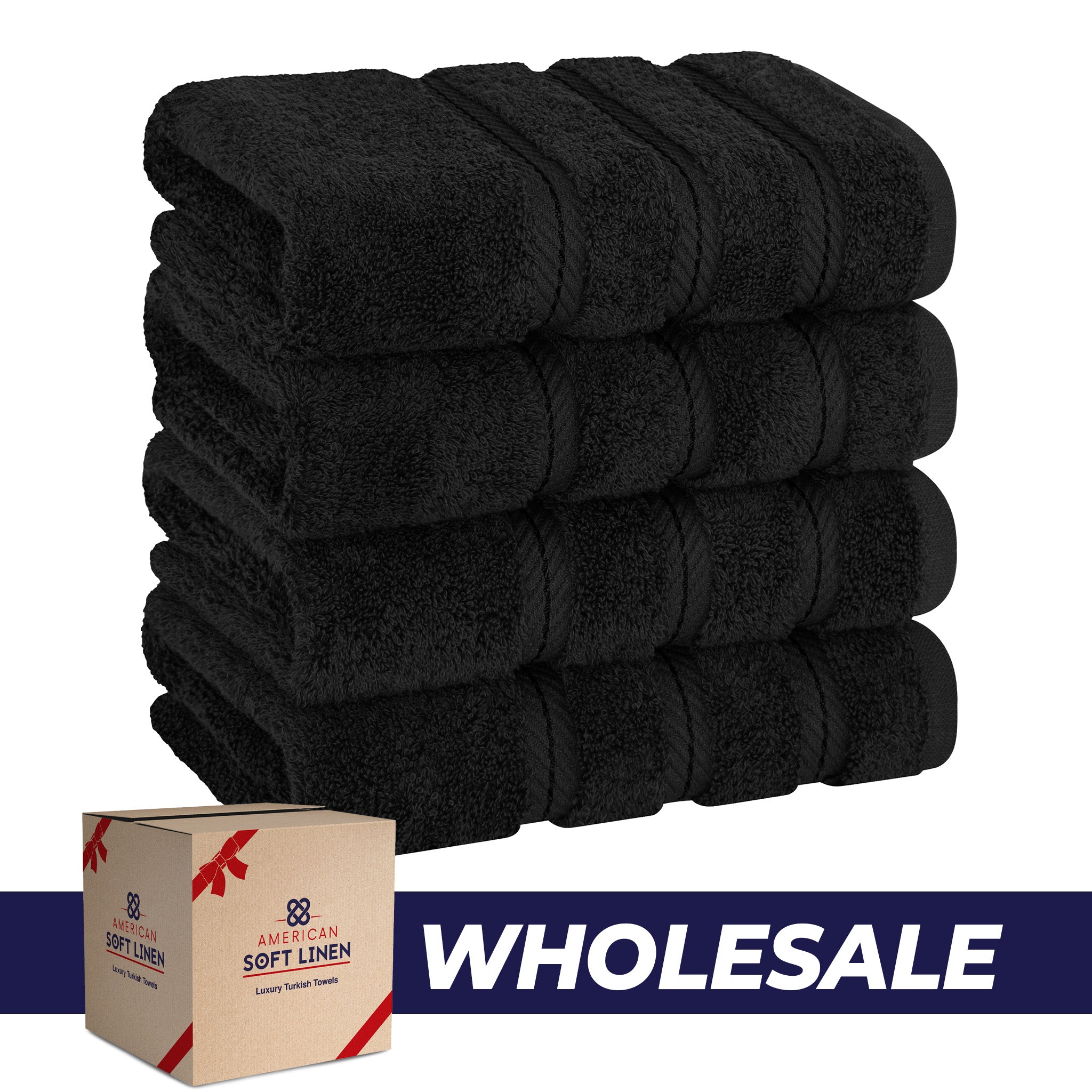 American-softlinen 100% Turkish Cotton 4 Pack Hand Towel Set Wholesale black-0