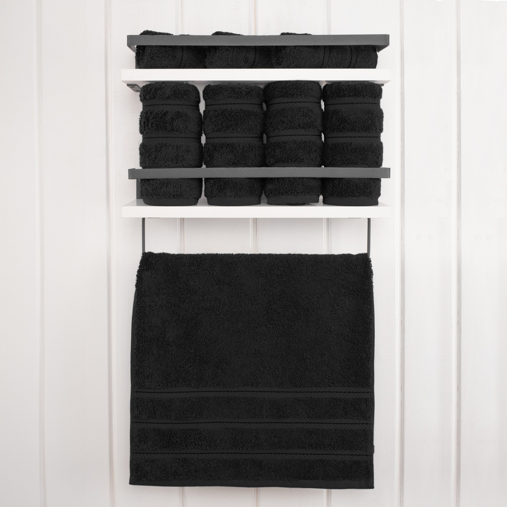 American-softlinen 100% Turkish Cotton 4 Pack Hand Towel Set Wholesale black-2