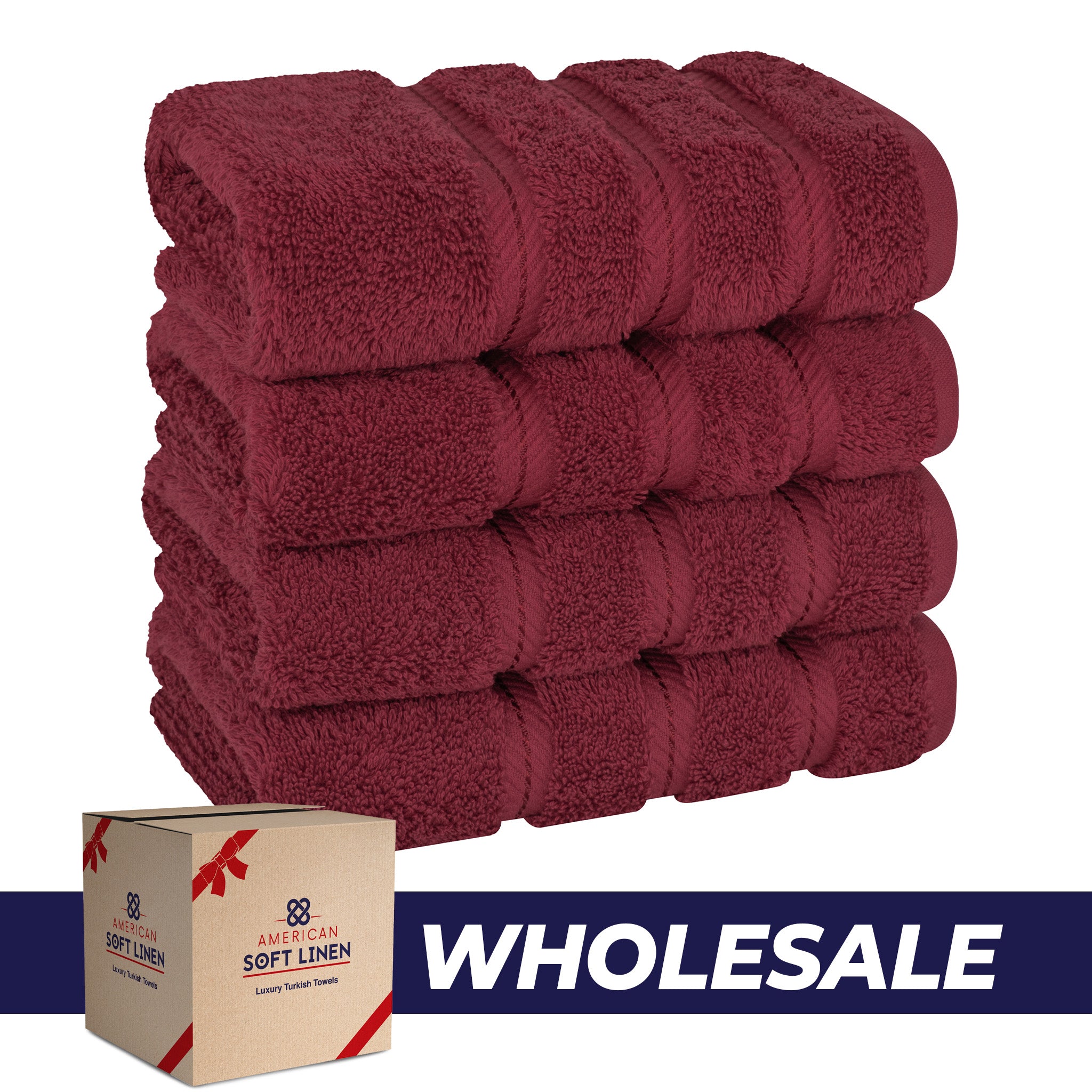 American-softlinen 100% Turkish Cotton 4 Pack Hand Towel Set Wholesale bordeaux-red-0