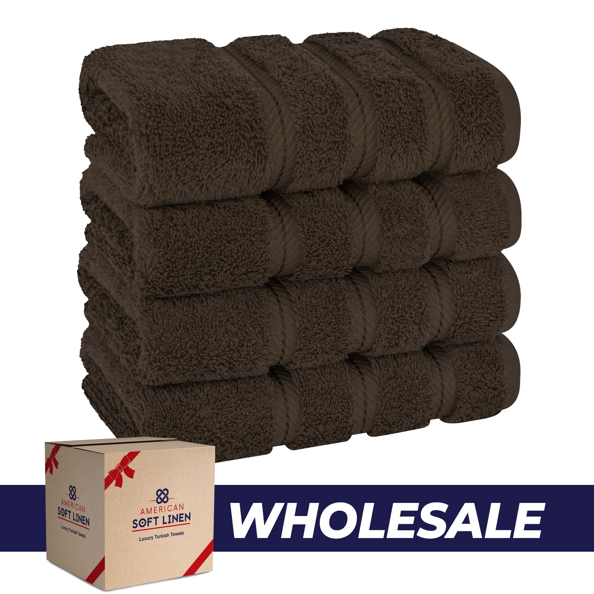 American-softlinen 100% Turkish Cotton 4 Pack Hand Towel Set Wholesale chocolate-brown-0