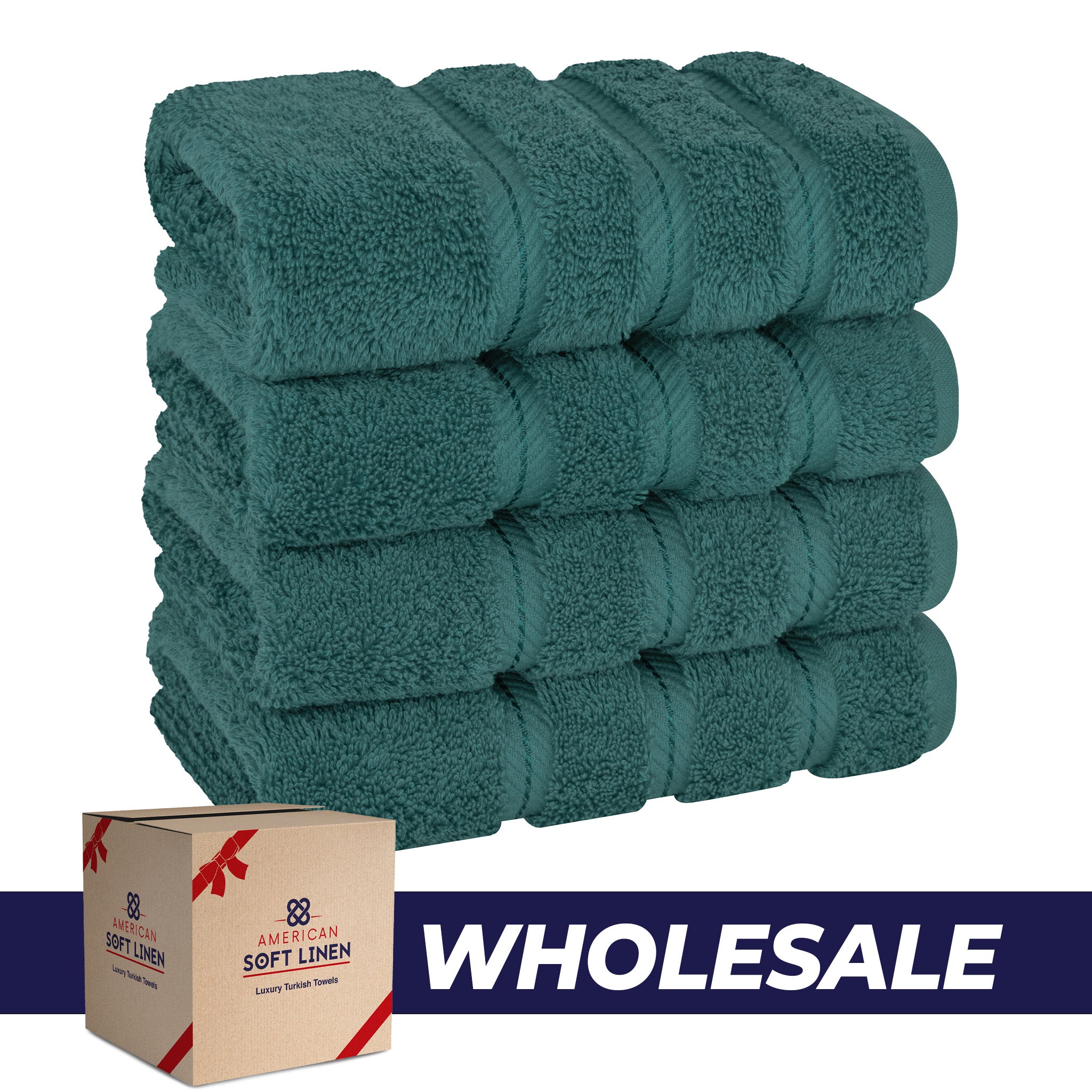 American-softlinen 100% Turkish Cotton 4 Pack Hand Towel Set Wholesale colonial-blue-0