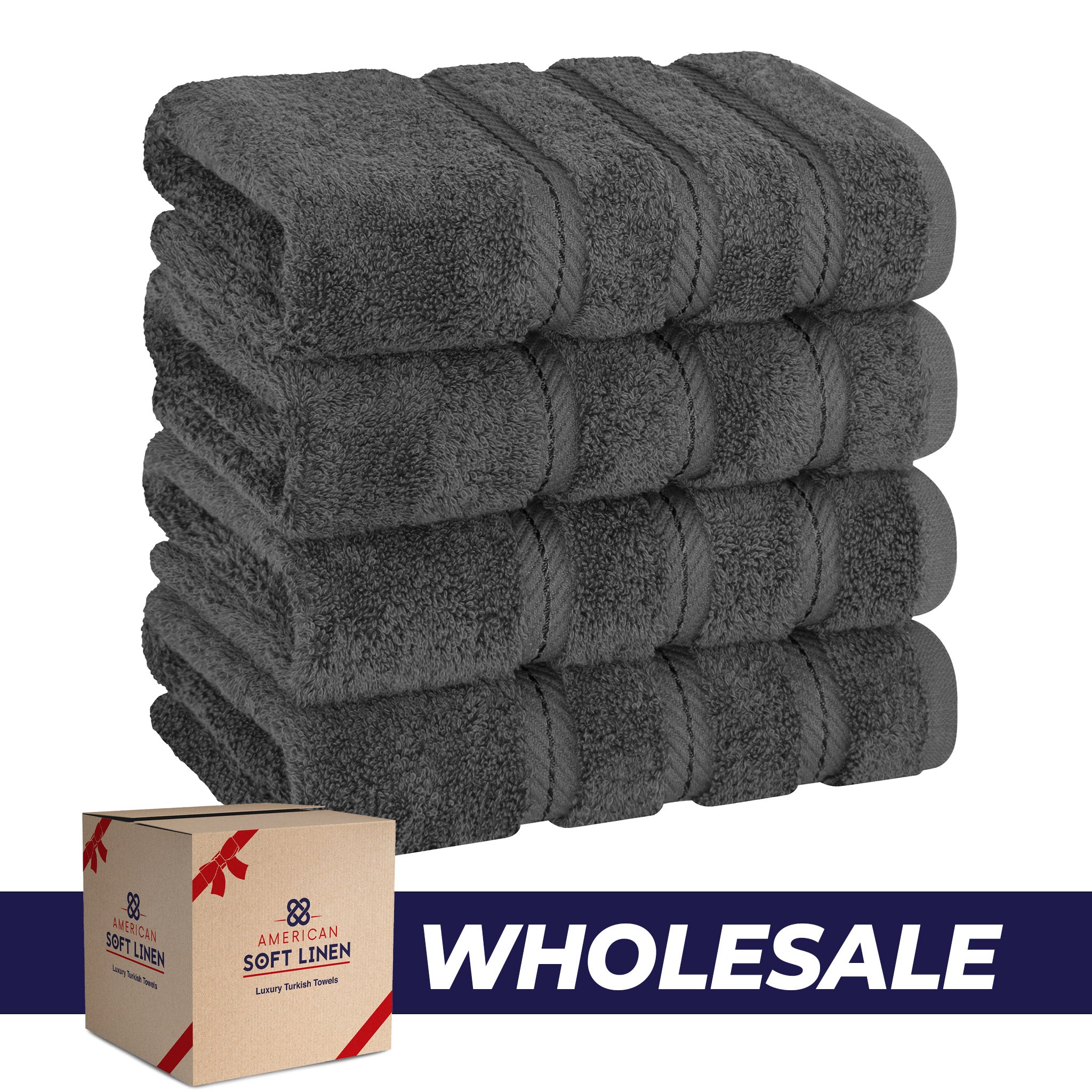 American-softlinen 100% Turkish Cotton 4 Pack Hand Towel Set Wholesale gray-0