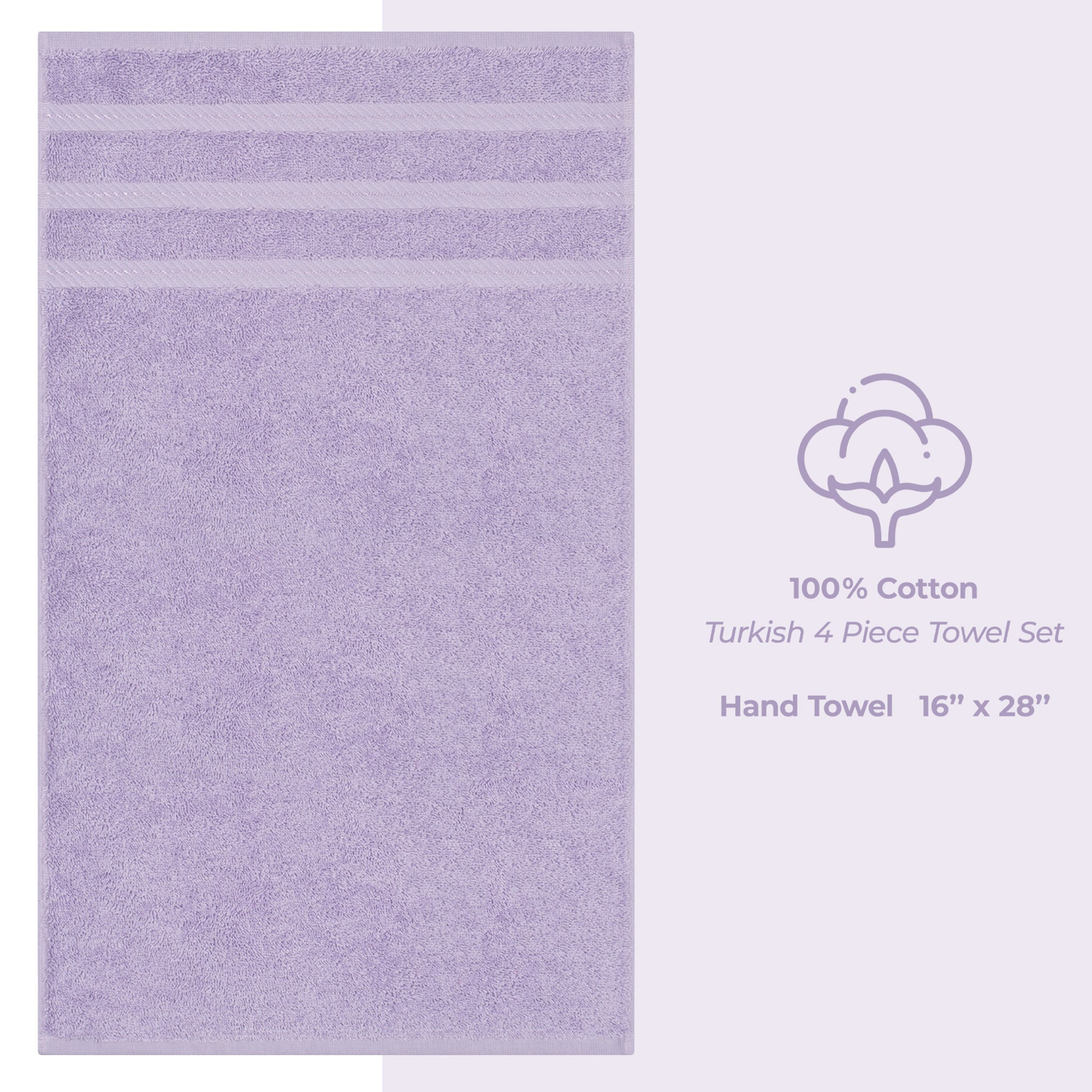American-softlinen 100% Turkish Cotton 4 Pack Hand Towel Set Wholesale lilac-4