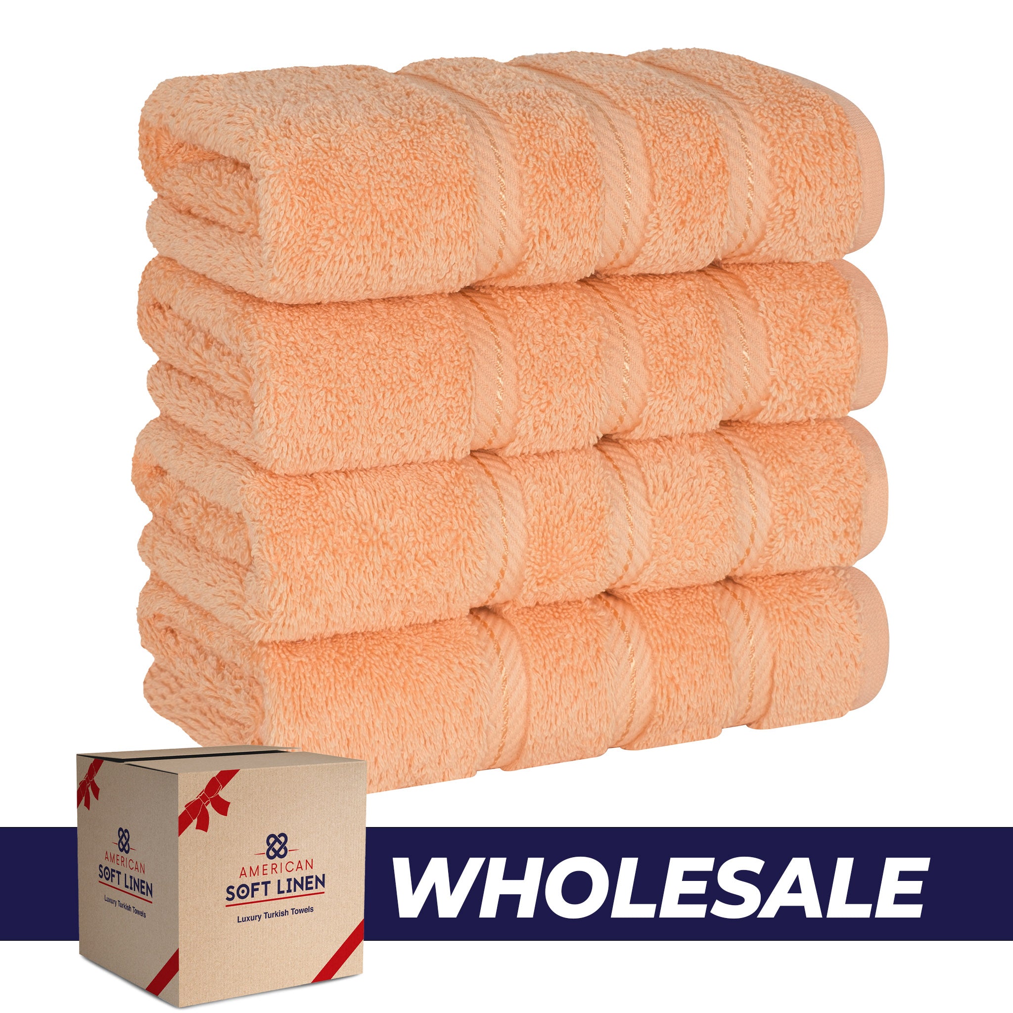 American-softlinen 100% Turkish Cotton 4 Pack Hand Towel Set Wholesale malibu-peach-0