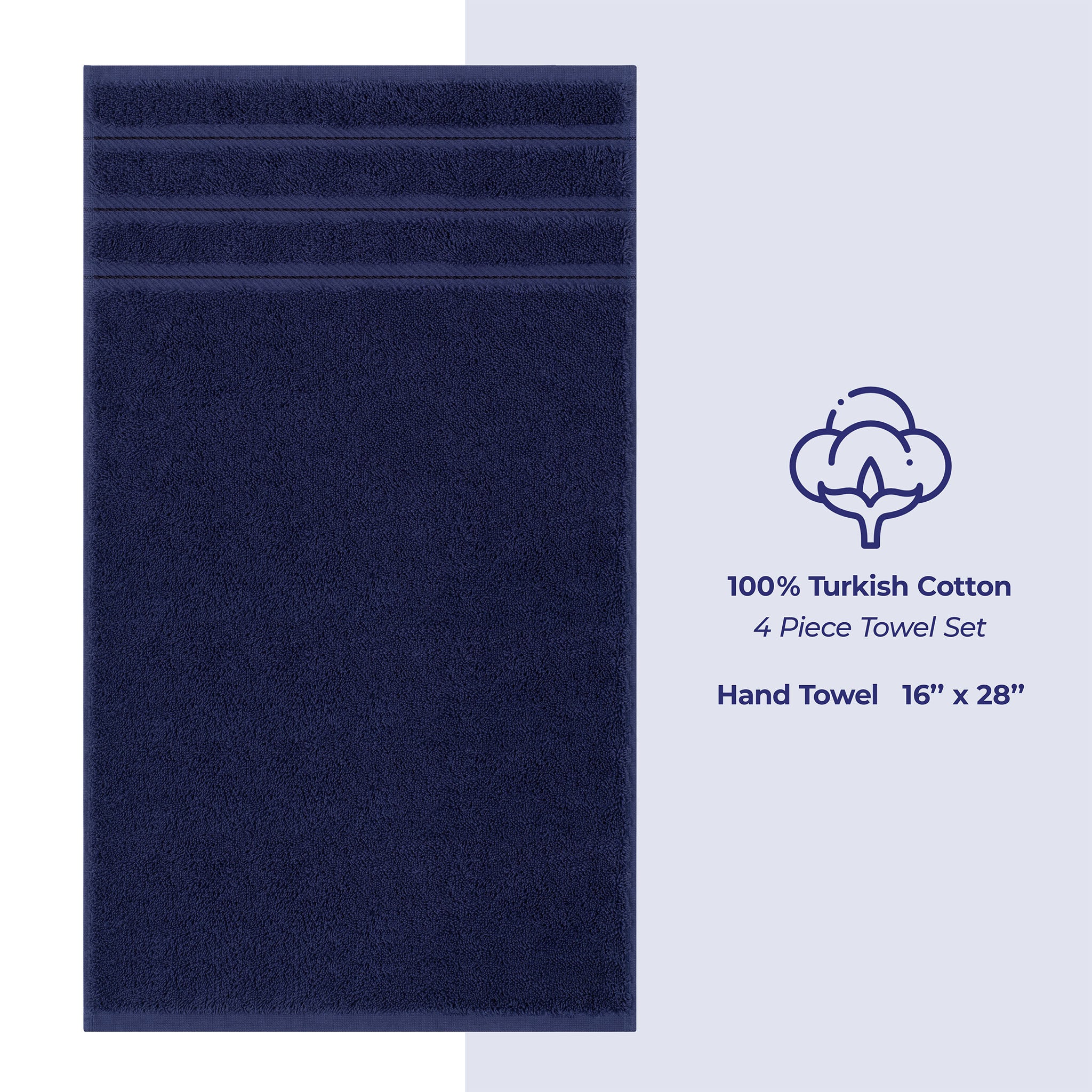 American-softlinen 100% Turkish Cotton 4 Pack Hand Towel Set Wholesale navy-blue-4