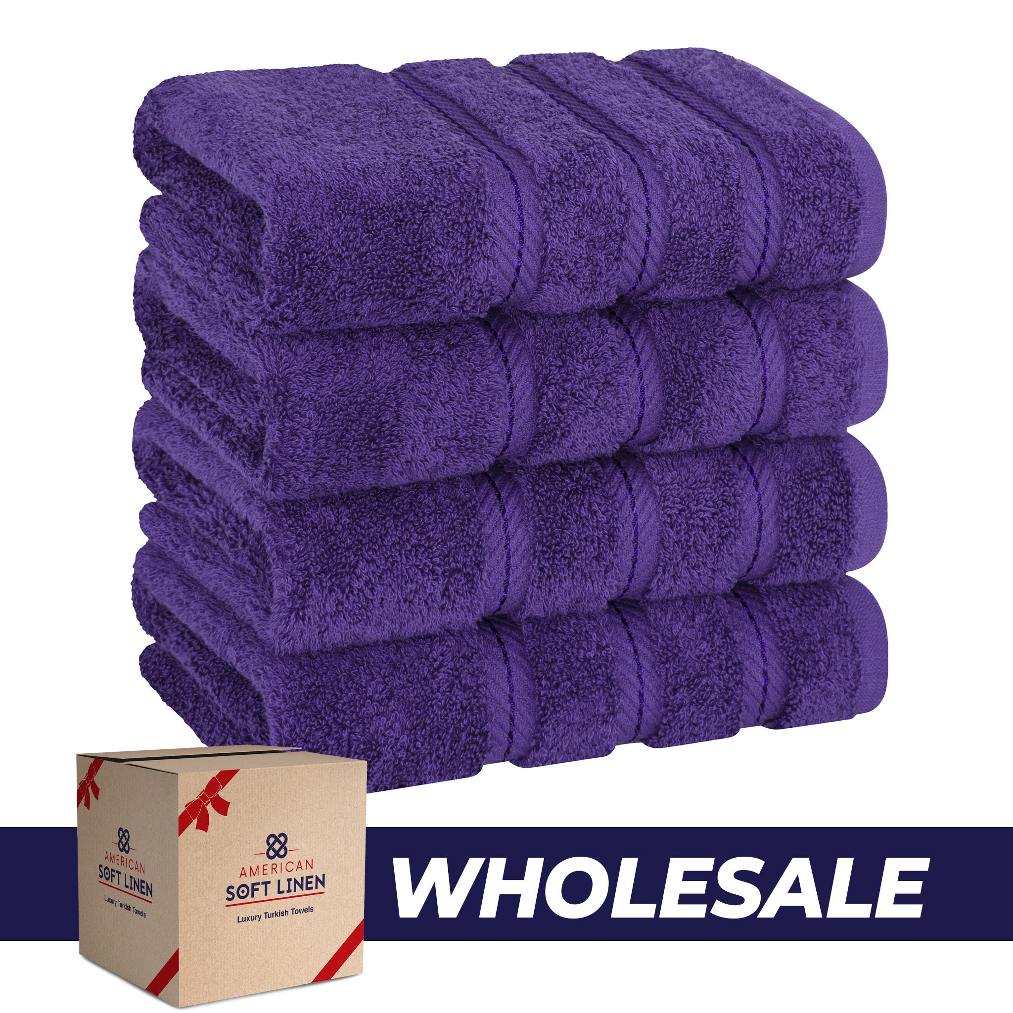 American-softlinen 100% Turkish Cotton 4 Pack Hand Towel Set Wholesale purple-0