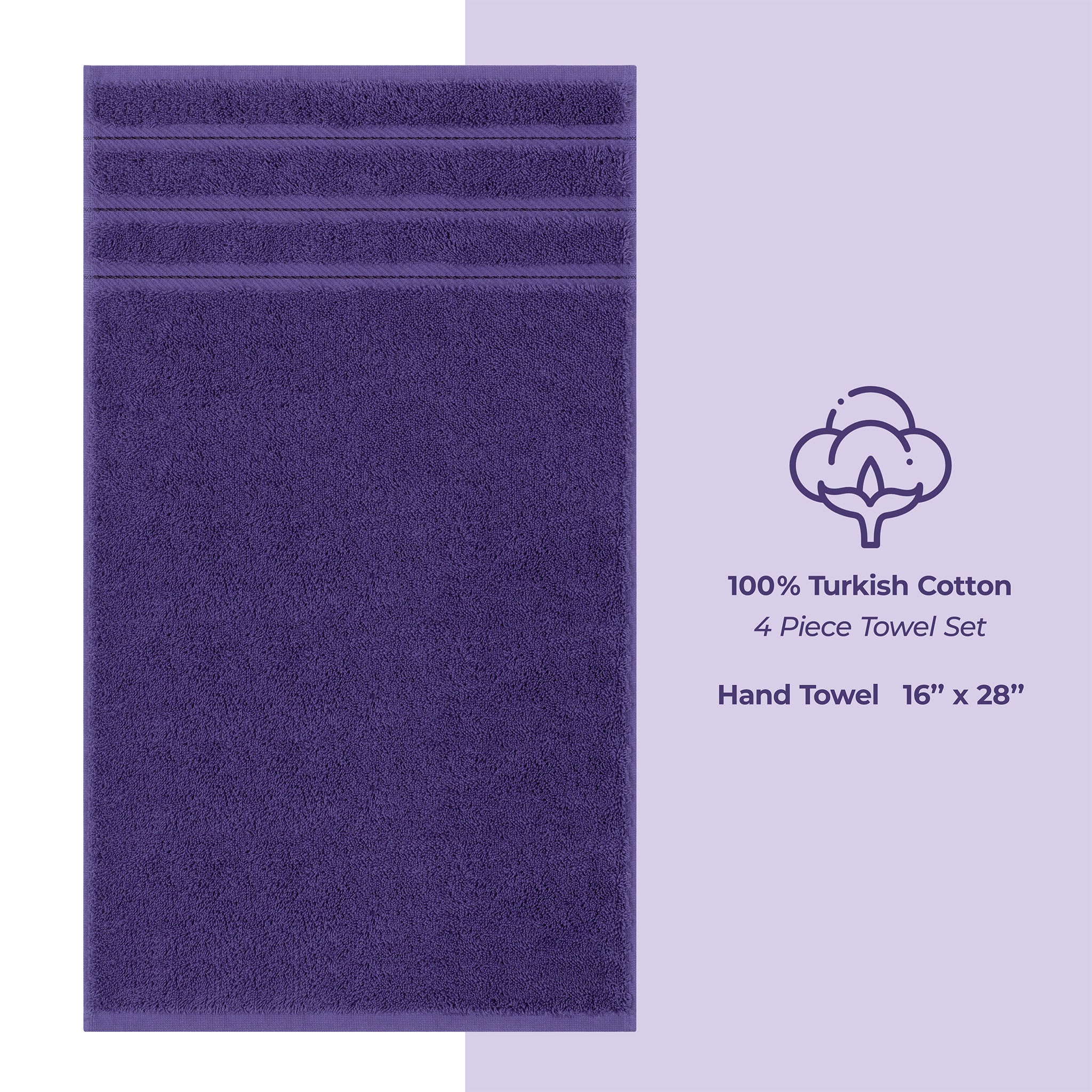 American-softlinen 100% Turkish Cotton 4 Pack Hand Towel Set Wholesale purple-4