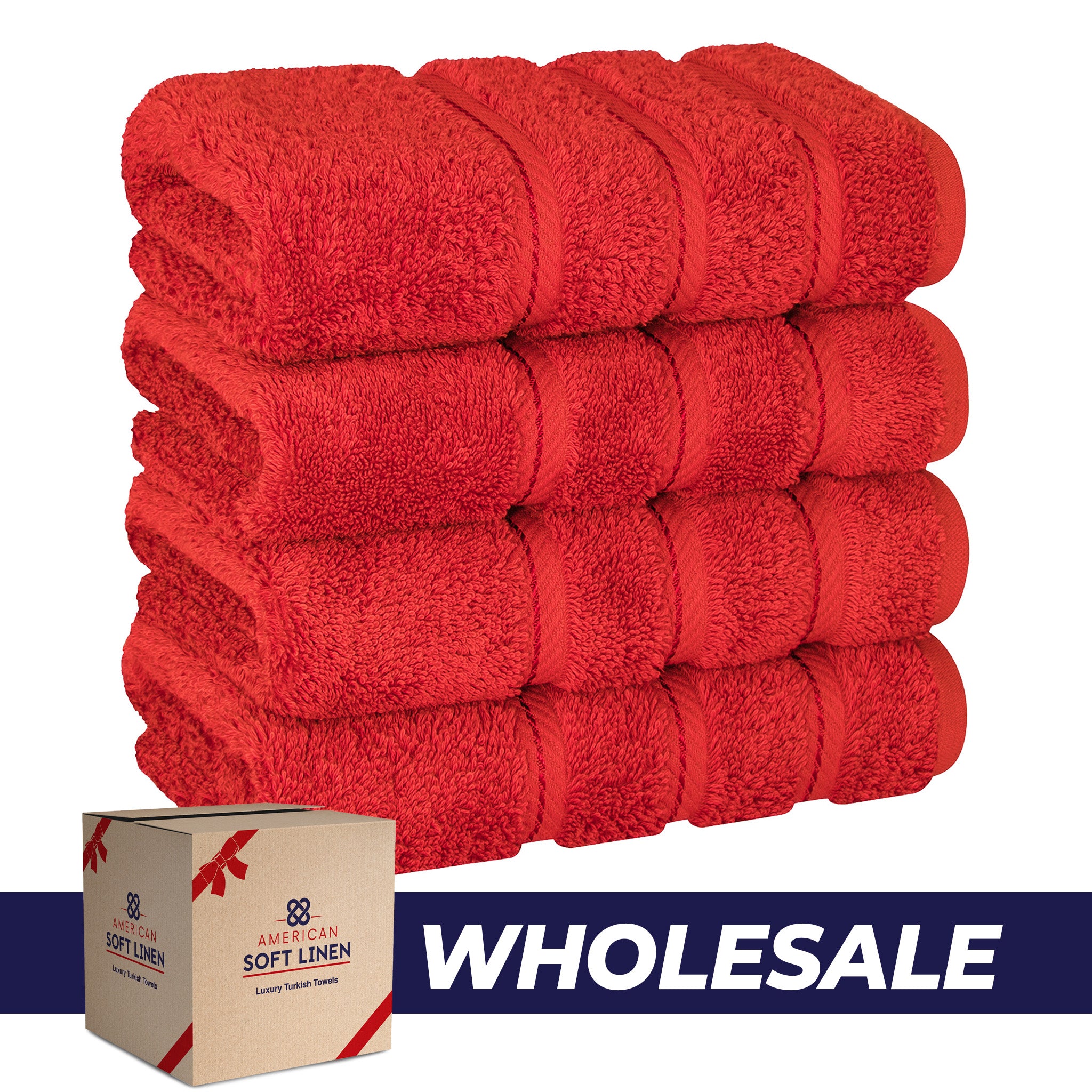 American-softlinen 100% Turkish Cotton 4 Pack Hand Towel Set Wholesale red-0
