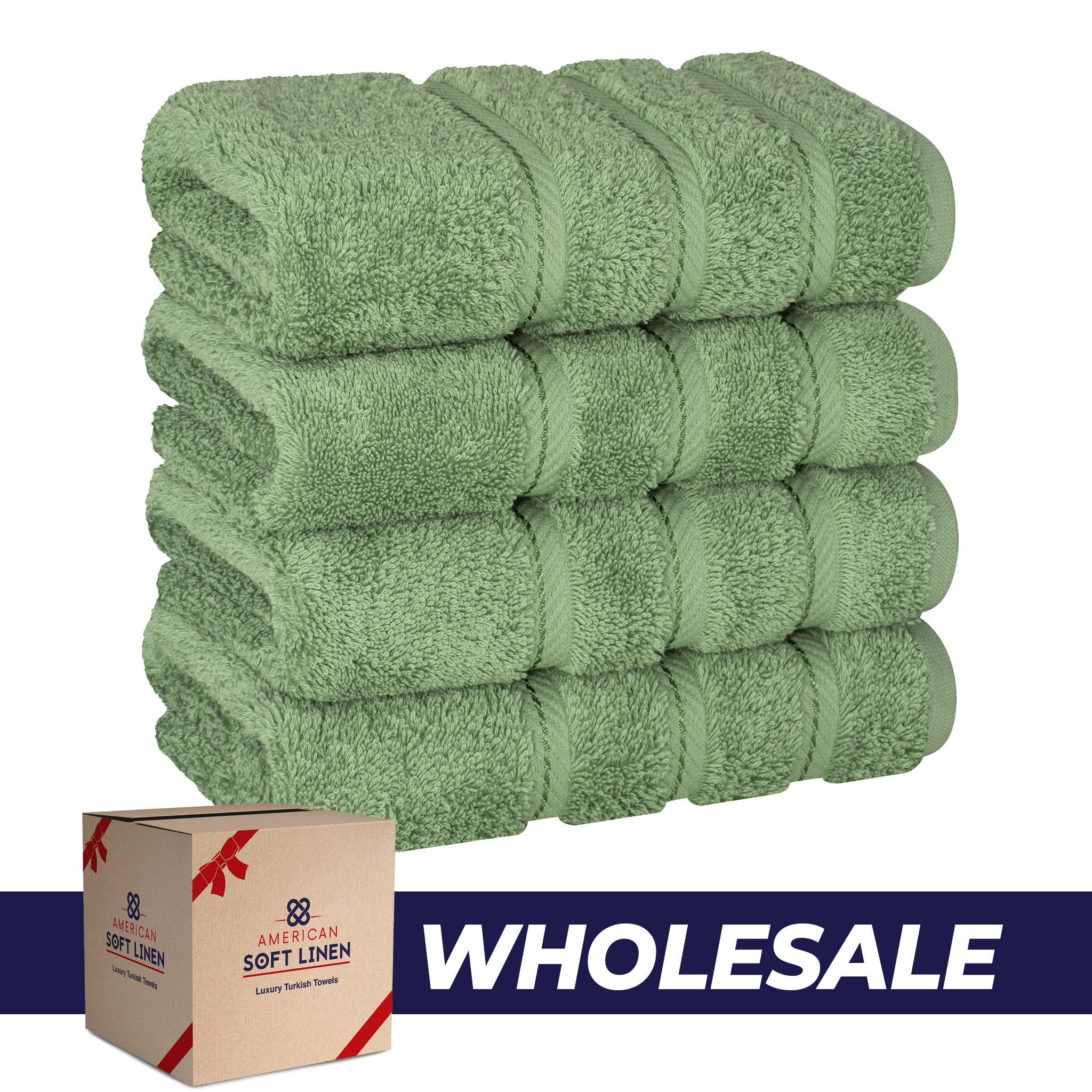 American-softlinen 100% Turkish Cotton 4 Pack Hand Towel Set Wholesale sage-green-0
