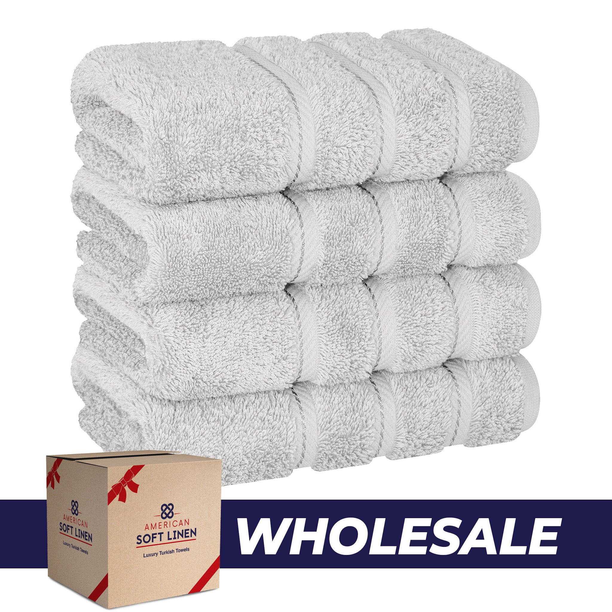 American-softlinen 100% Turkish Cotton 4 Pack Hand Towel Set Wholesale silver-gray-0