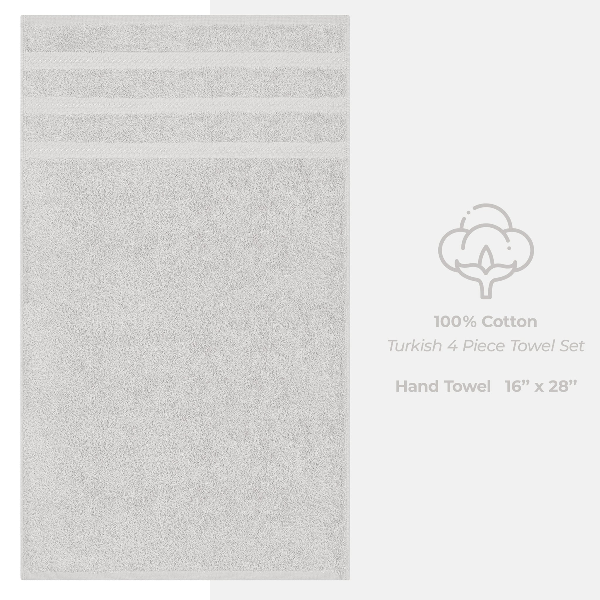 American-softlinen 100% Turkish Cotton 4 Pack Hand Towel Set Wholesale silver-gray-4