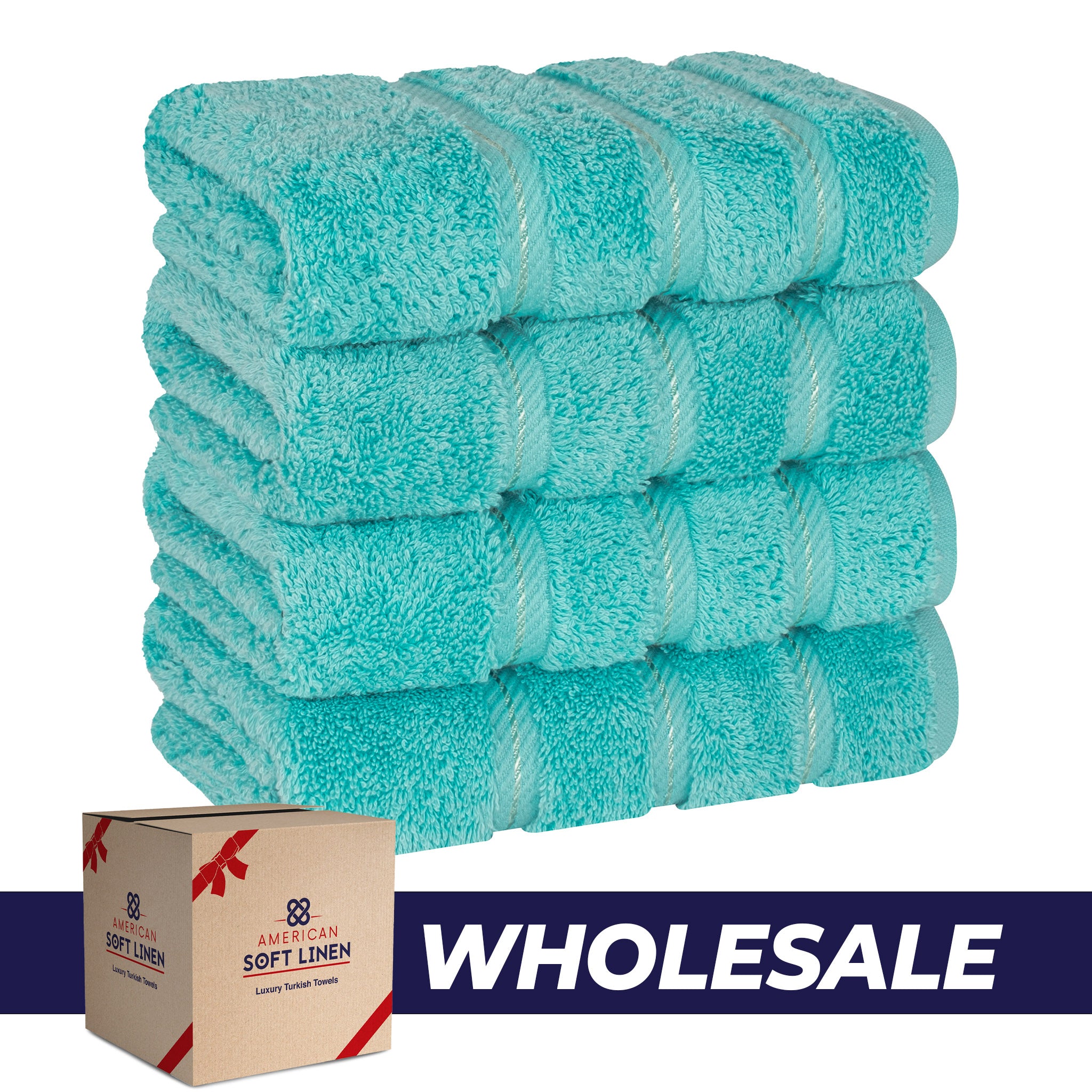 American-softlinen 100% Turkish Cotton 4 Pack Hand Towel Set Wholesale turquoise-blue-0