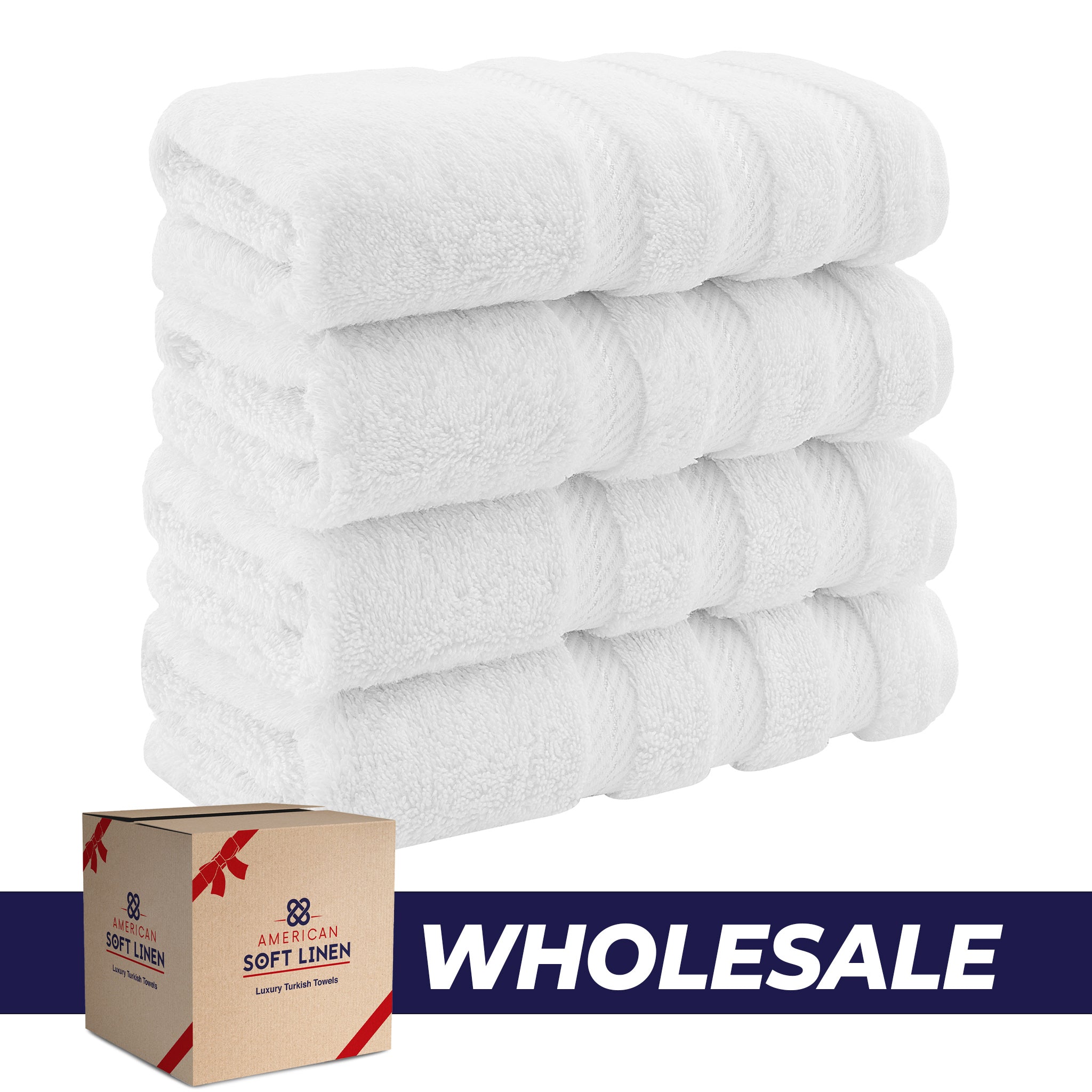 American-softlinen 100% Turkish Cotton 4 Pack Hand Towel Set Wholesale white-0