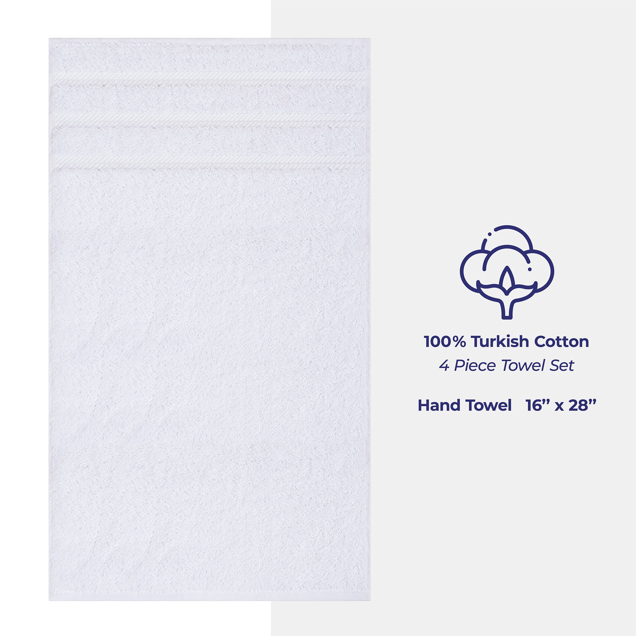 American-softlinen 100% Turkish Cotton 4 Pack Hand Towel Set Wholesale white-4