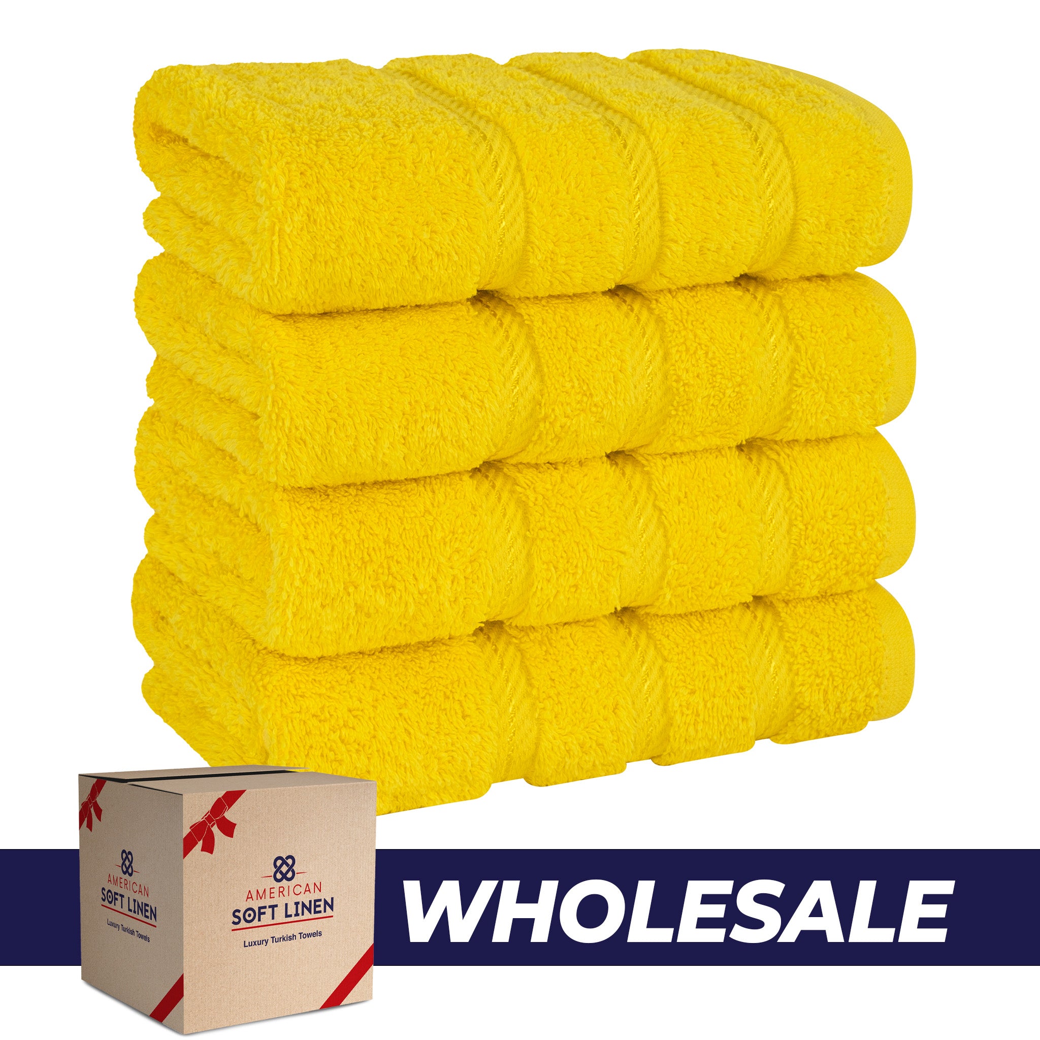 American-softlinen 100% Turkish Cotton 4 Pack Hand Towel Set Wholesale yellow-0