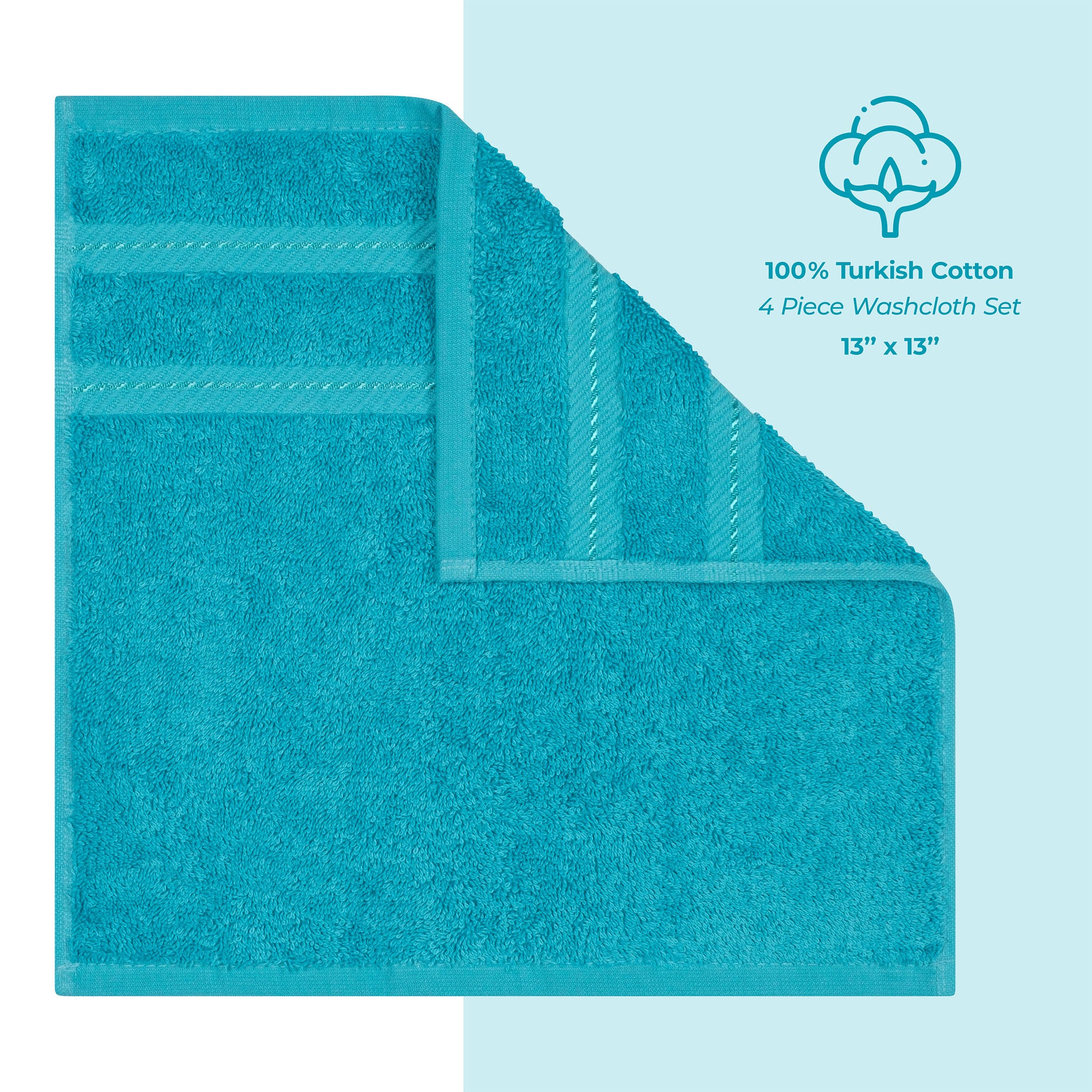  American-softlinen 100% Turkish Cotton 4 Piece Washcloth Set - Wholesale - aqua-blue-4