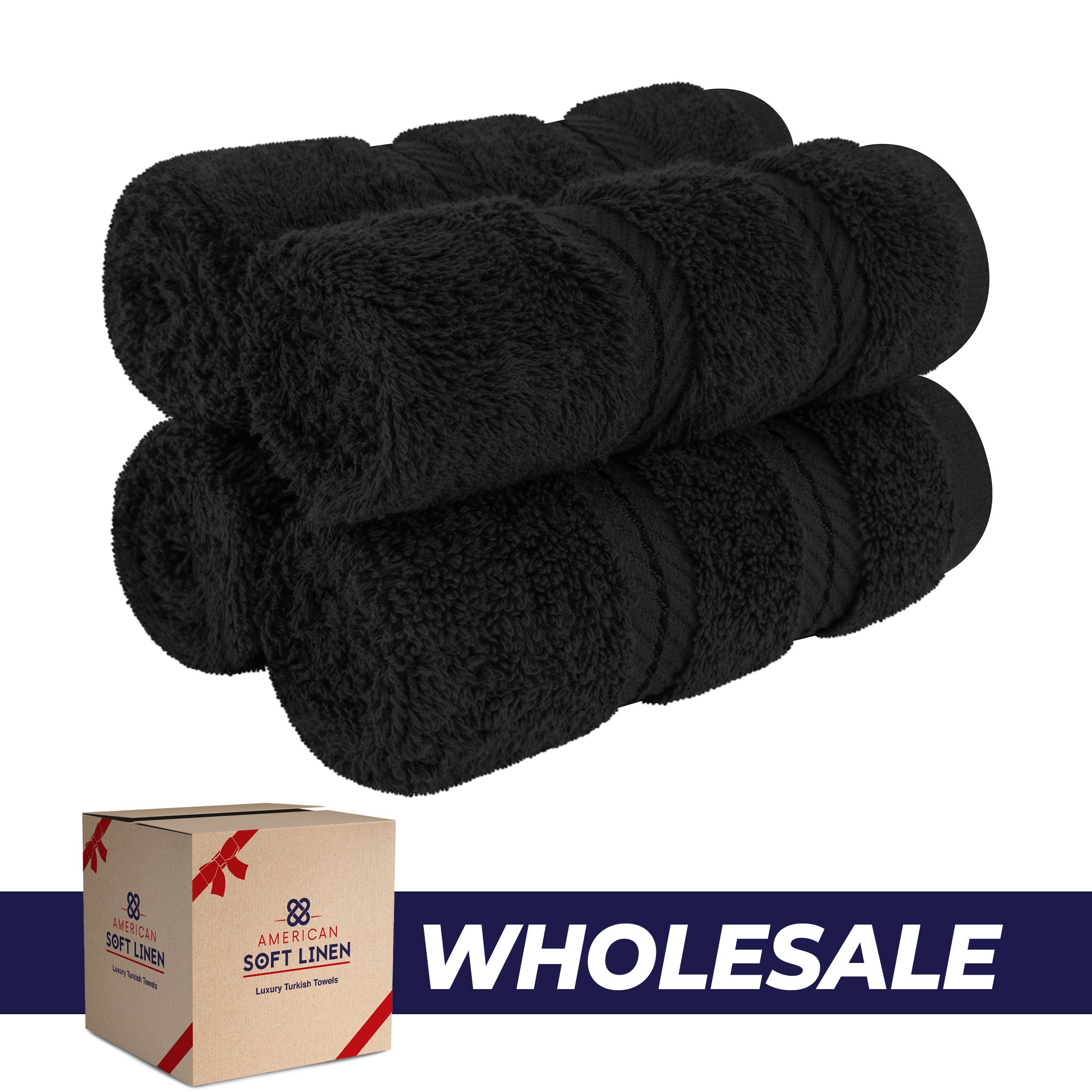  American-softlinen 100% Turkish Cotton 4 Piece Washcloth Set - Wholesale - black-0