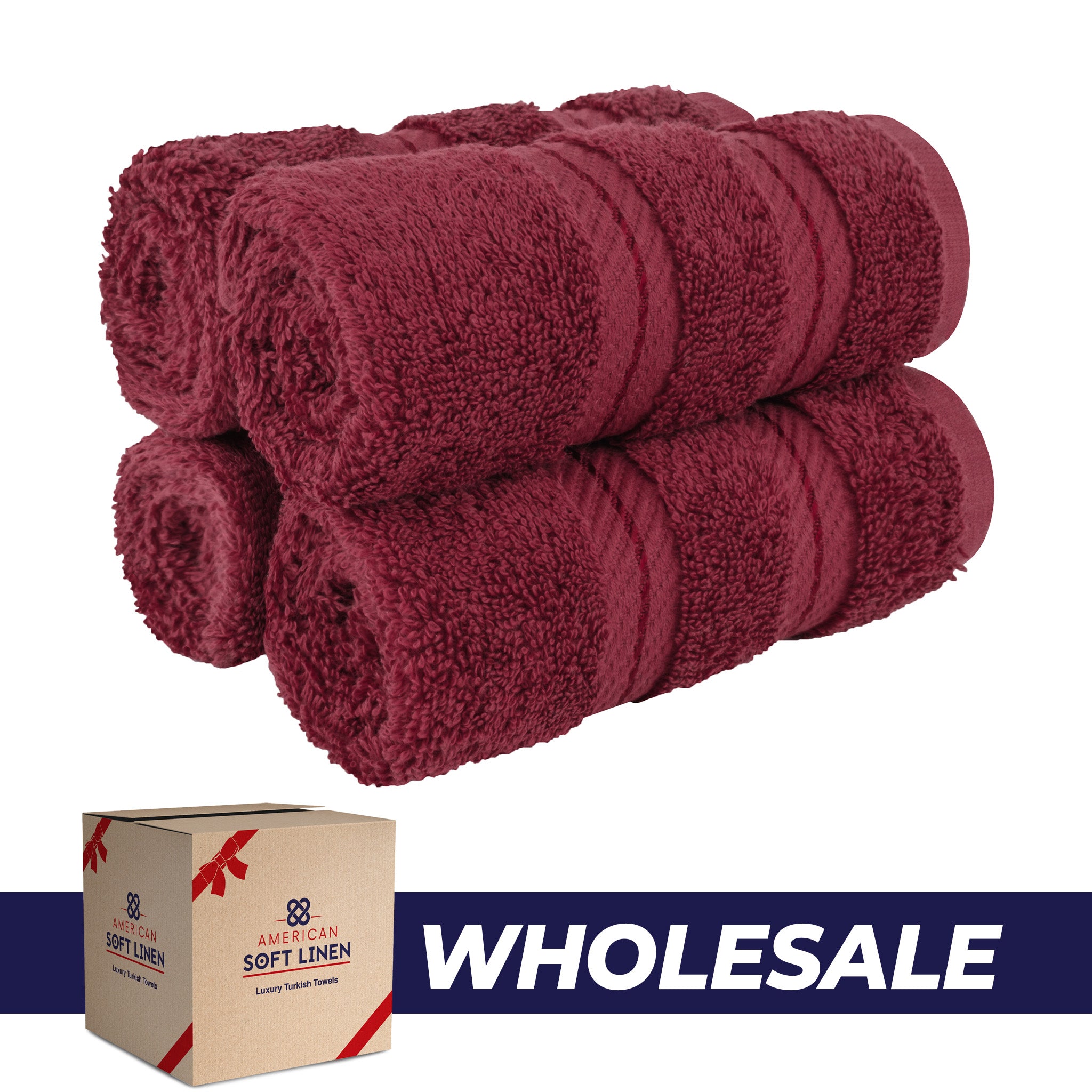  American-softlinen 100% Turkish Cotton 4 Piece Washcloth Set - Wholesale - bordeaux-red-0