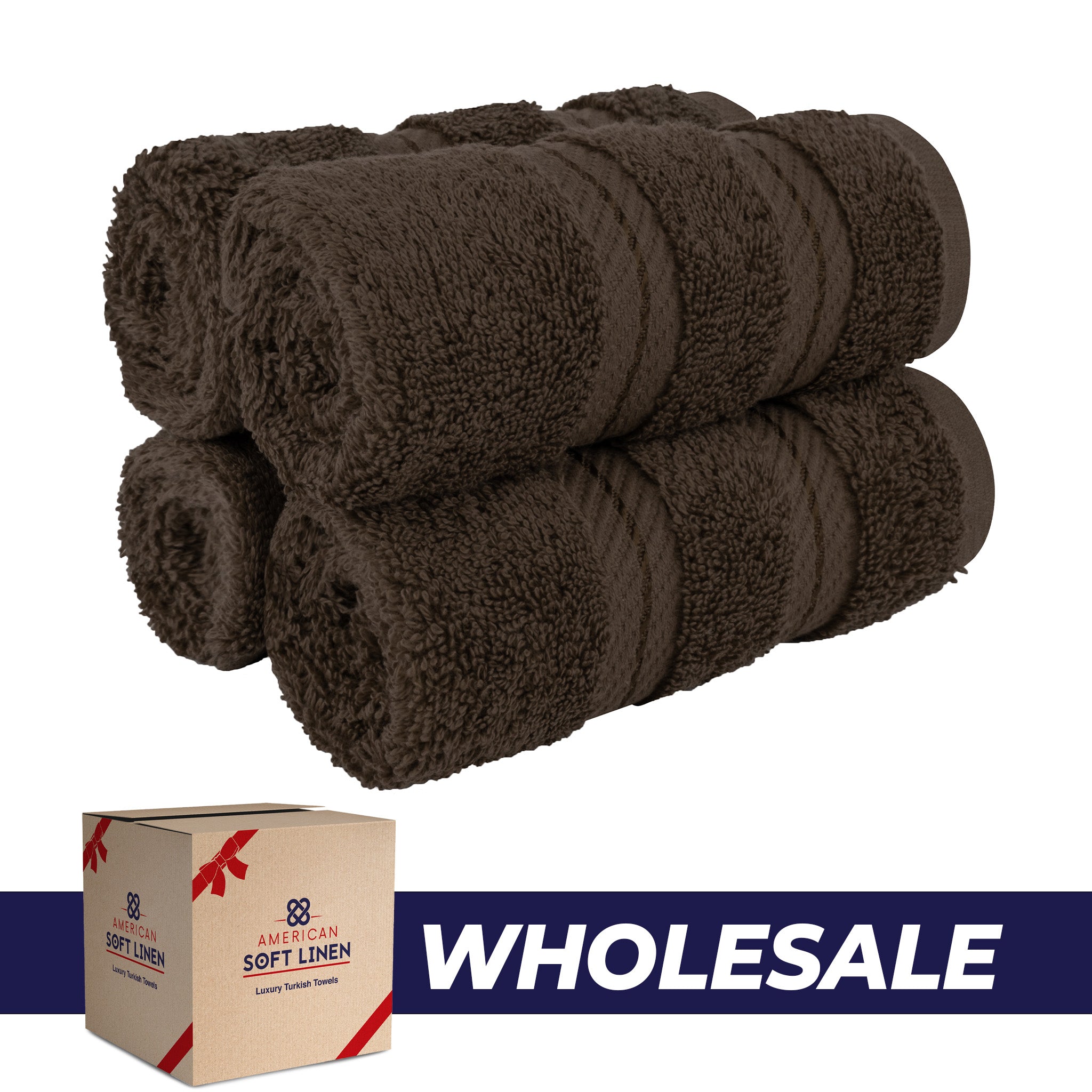  American-softlinen 100% Turkish Cotton 4 Piece Washcloth Set - Wholesale - chocolate-brown-0