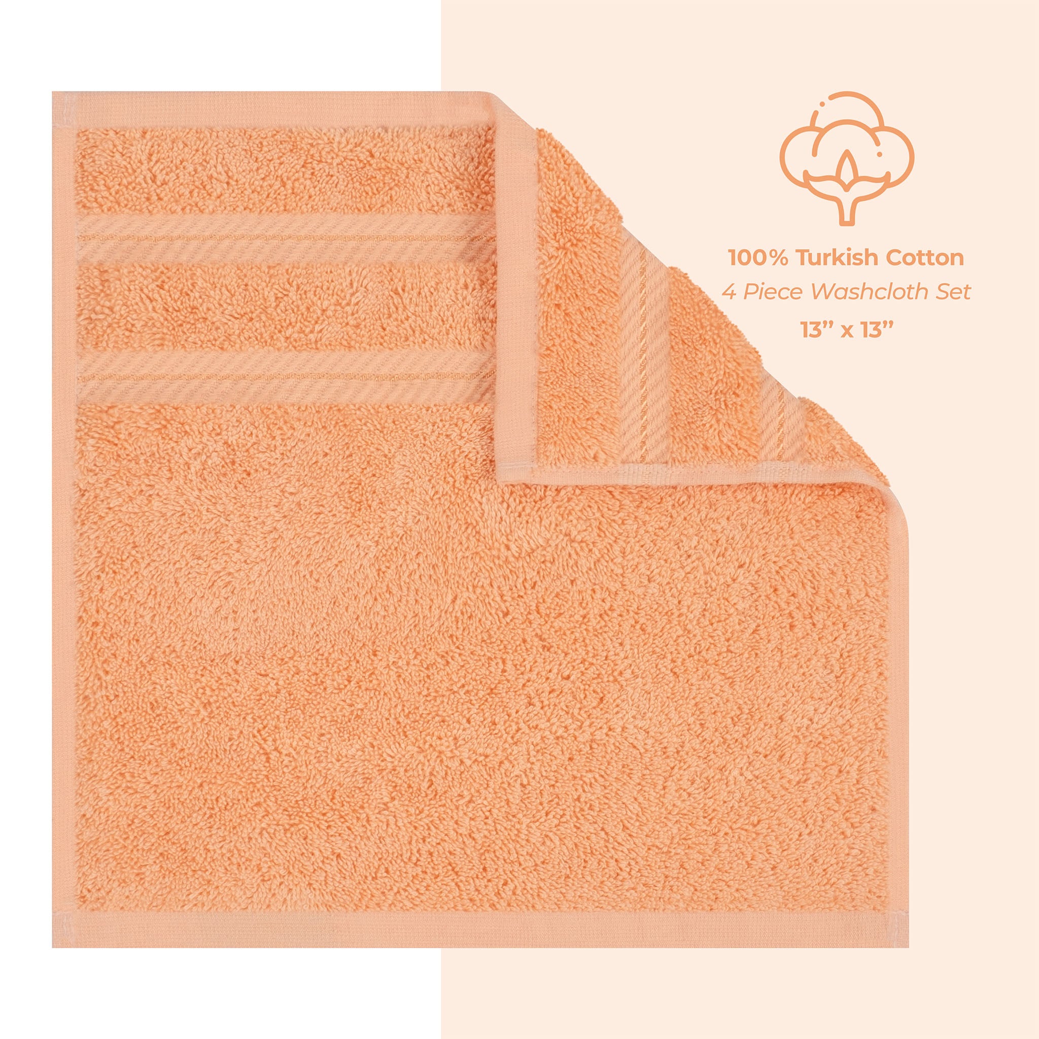  American-softlinen 100% Turkish Cotton 4 Piece Washcloth Set - Wholesale - malibu-peach-4