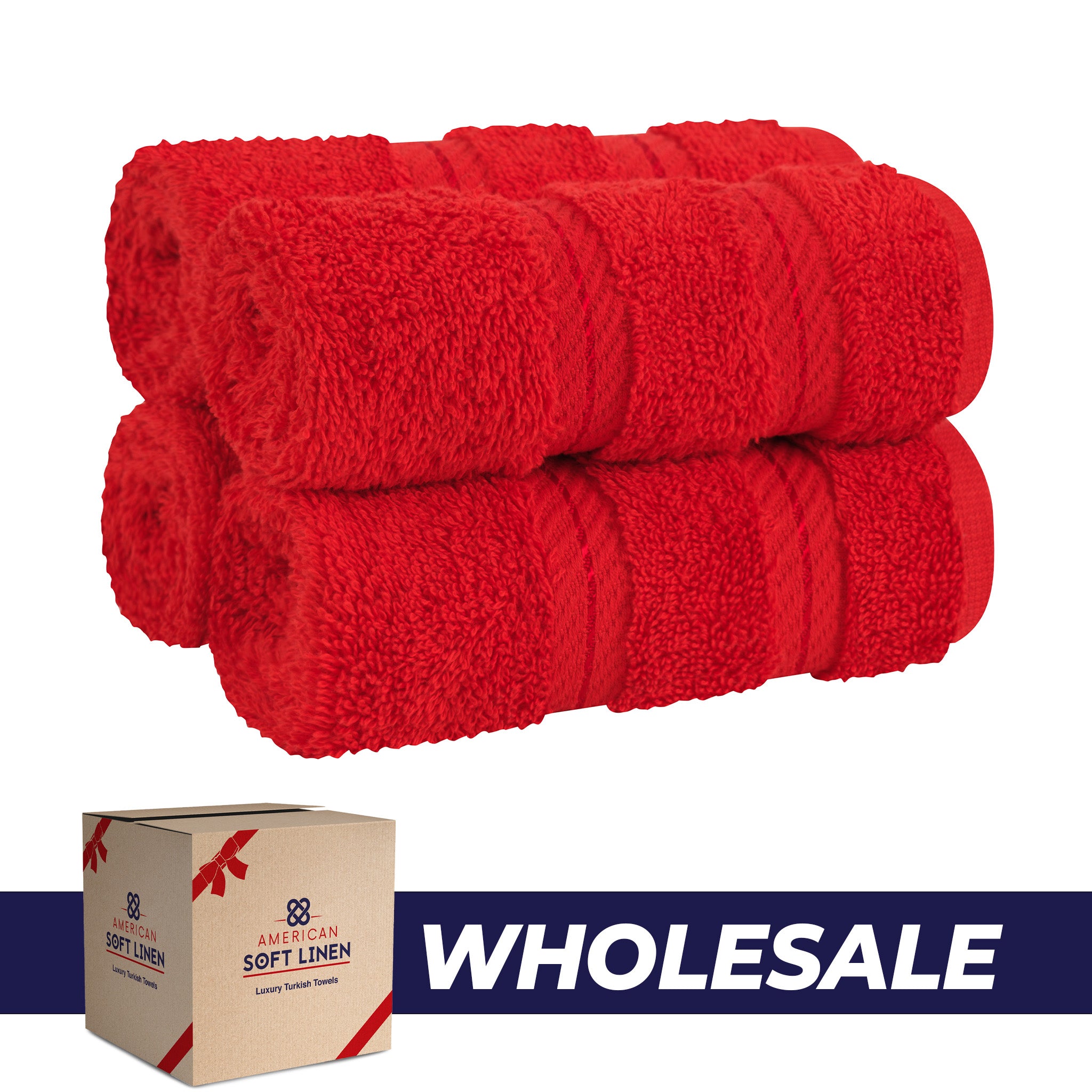 American-softlinen 100% Turkish Cotton 4 Piece Washcloth Set - Wholesale - red-0