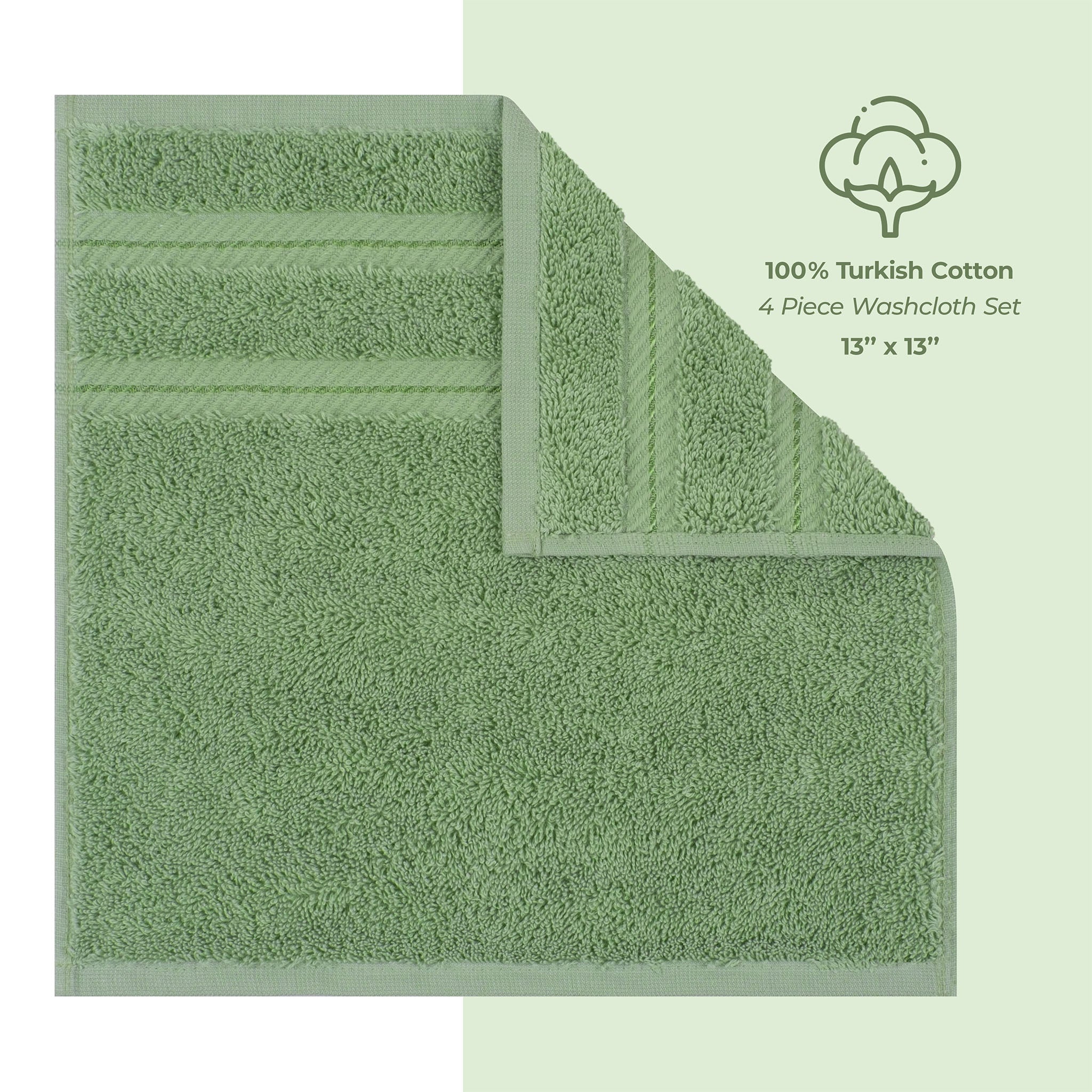  American-softlinen 100% Turkish Cotton 4 Piece Washcloth Set - Wholesale - sage-green-4