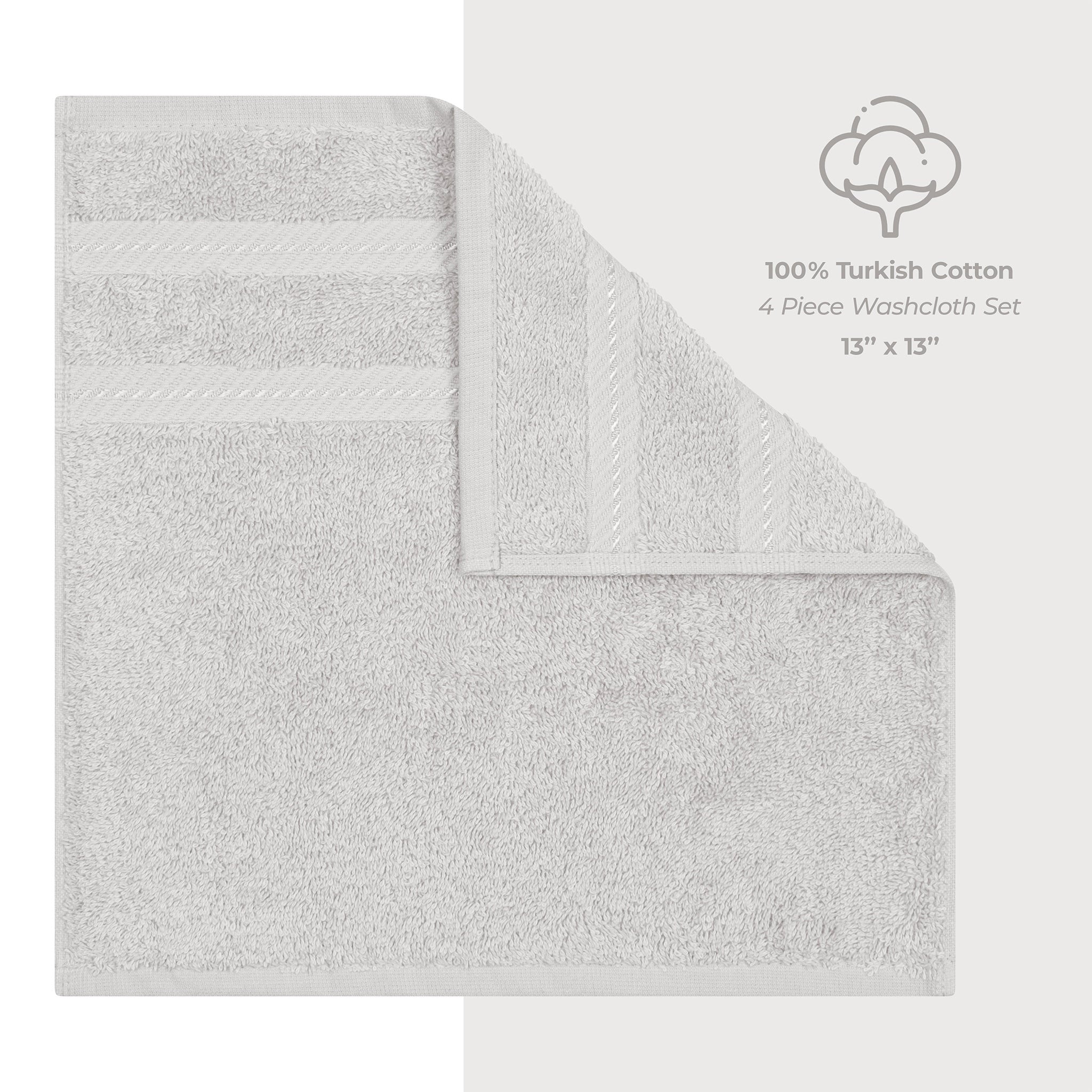 American-softlinen 100% Turkish Cotton 4 Piece Washcloth Set - Wholesale - silver-gray-4