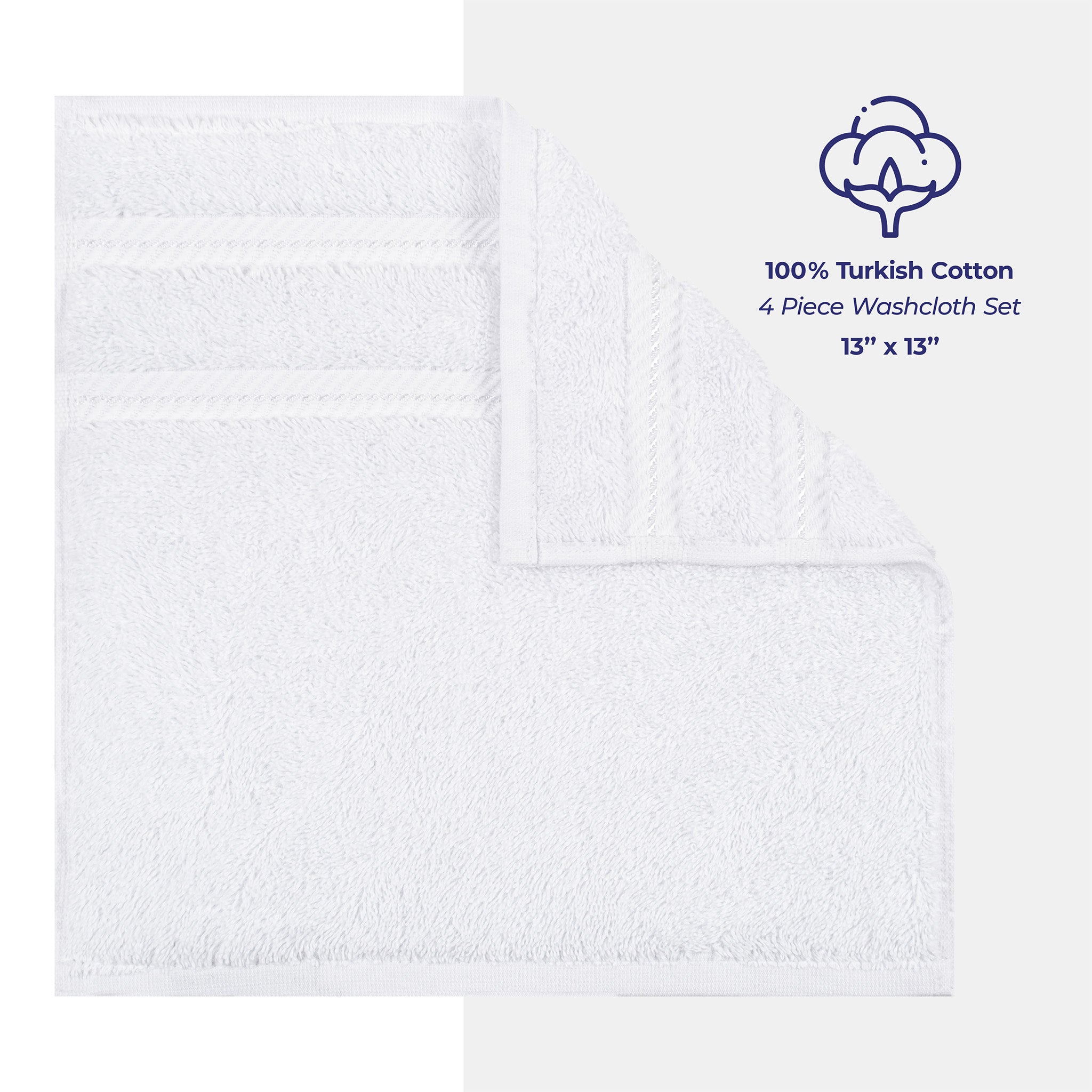  American-softlinen 100% Turkish Cotton 4 Piece Washcloth Set - Wholesale - white-4