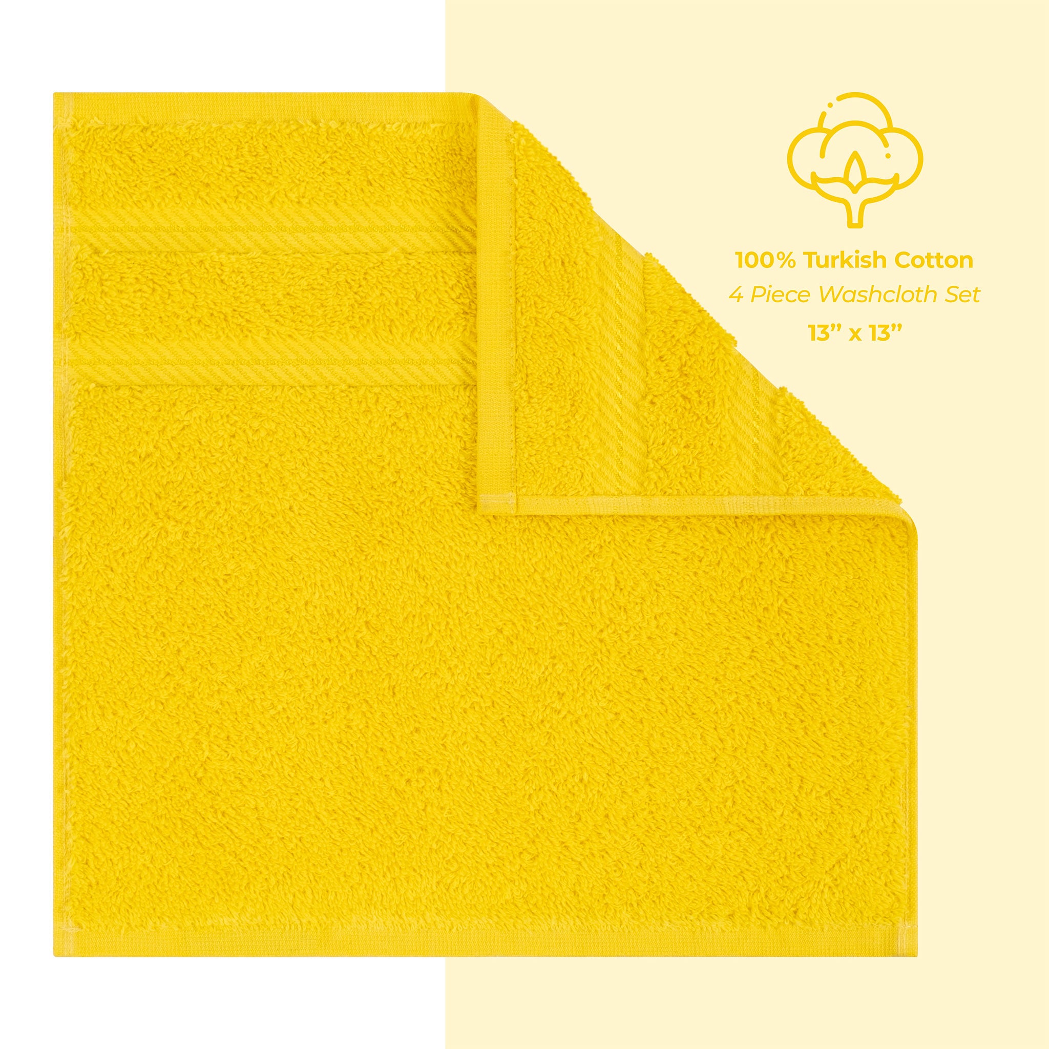  American-softlinen 100% Turkish Cotton 4 Piece Washcloth Set - Wholesale - yellow-4