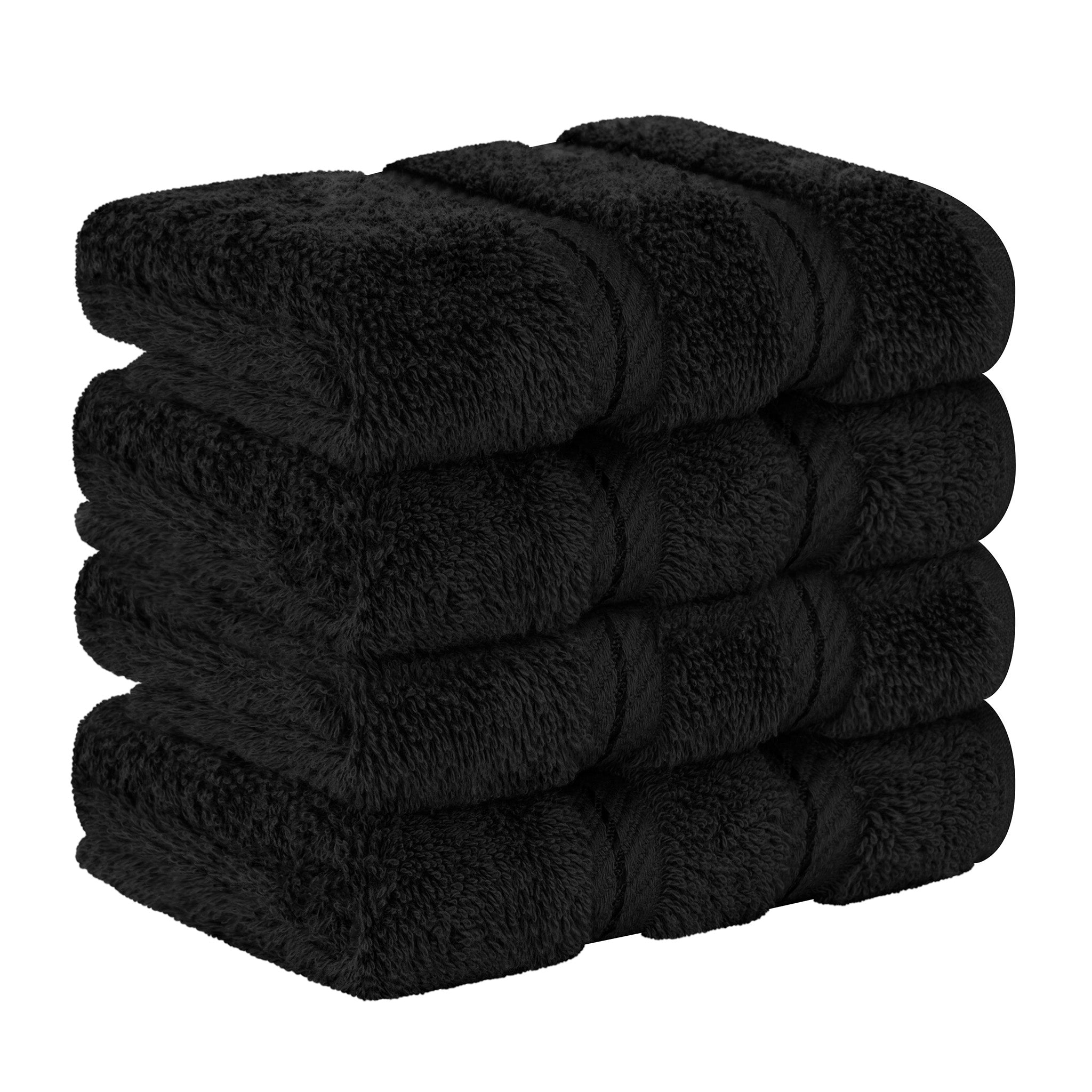 American-softlinen 100% Turkish Cotton 4 Piece Washcloth Set black-6
