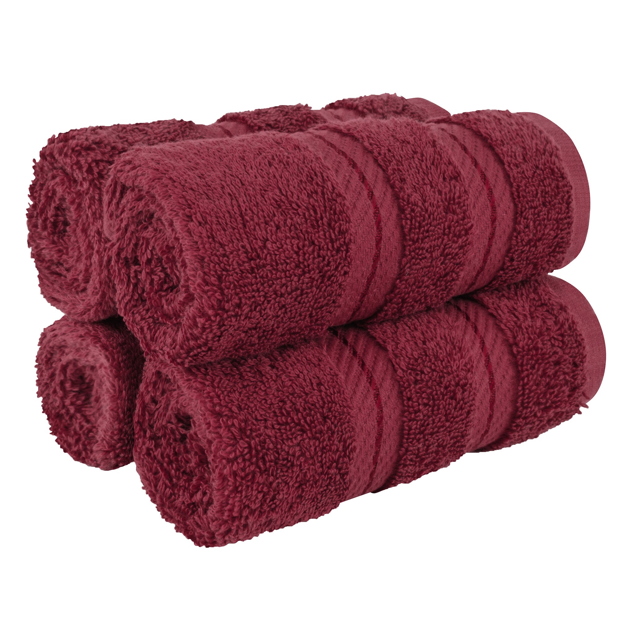 American-softlinen 100% Turkish Cotton 4 Piece Washcloth Set bordeaux-red-1