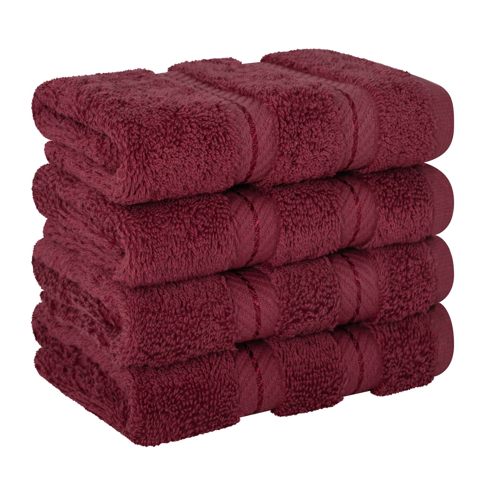 American-softlinen 100% Turkish Cotton 4 Piece Washcloth Set bordeaux-red-6