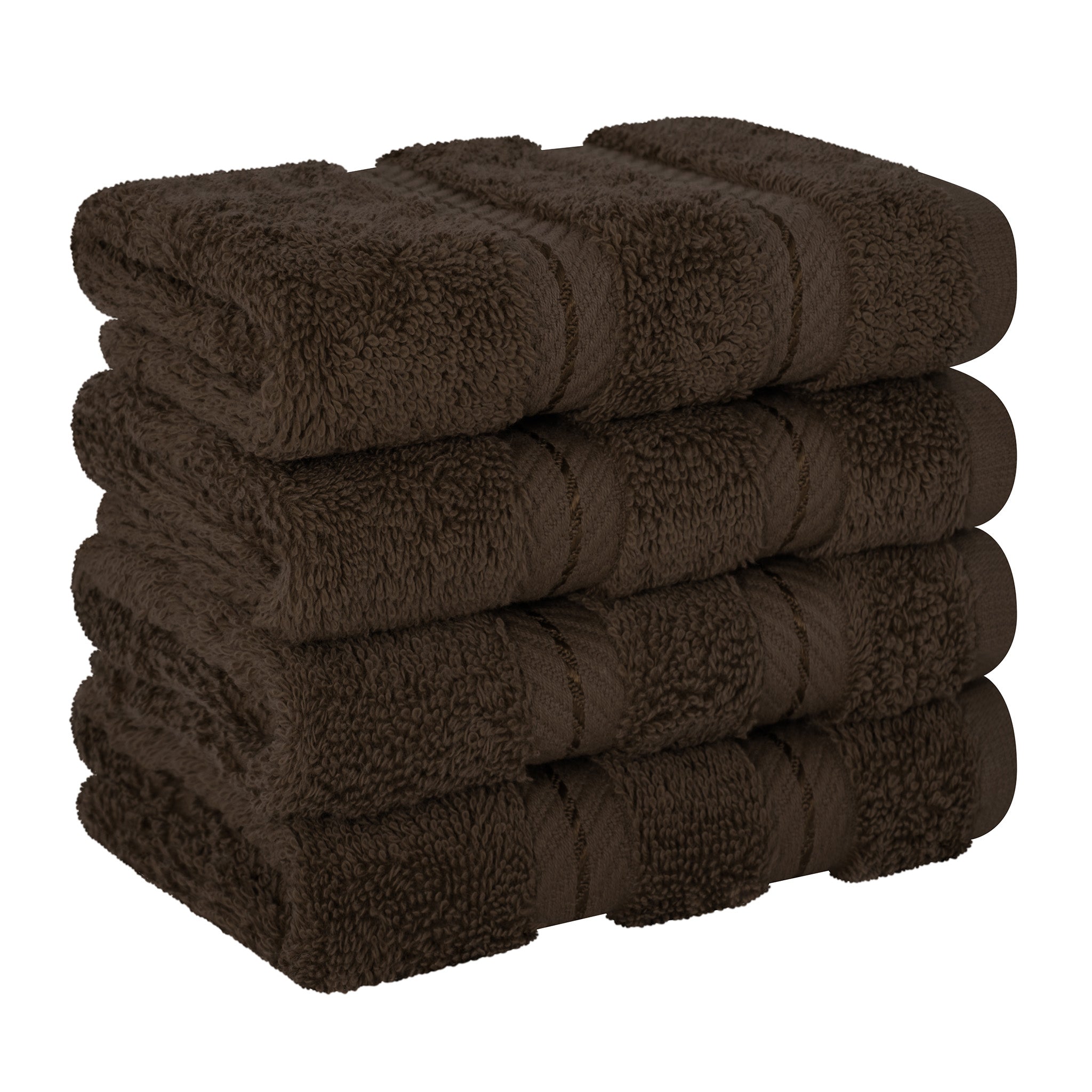 American-softlinen 100% Turkish Cotton 4 Piece Washcloth Set chocolate-brown-6