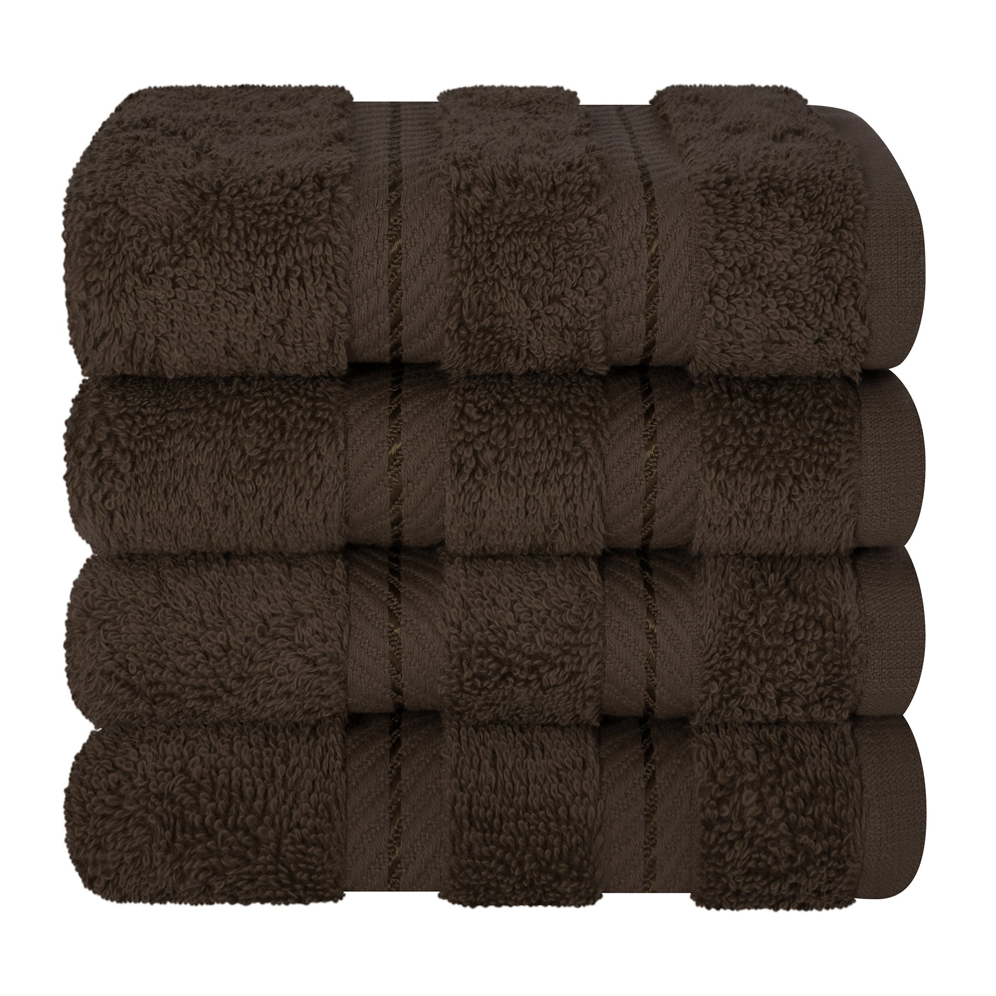 American-softlinen 100% Turkish Cotton 4 Piece Washcloth Set chocolate-brown-7