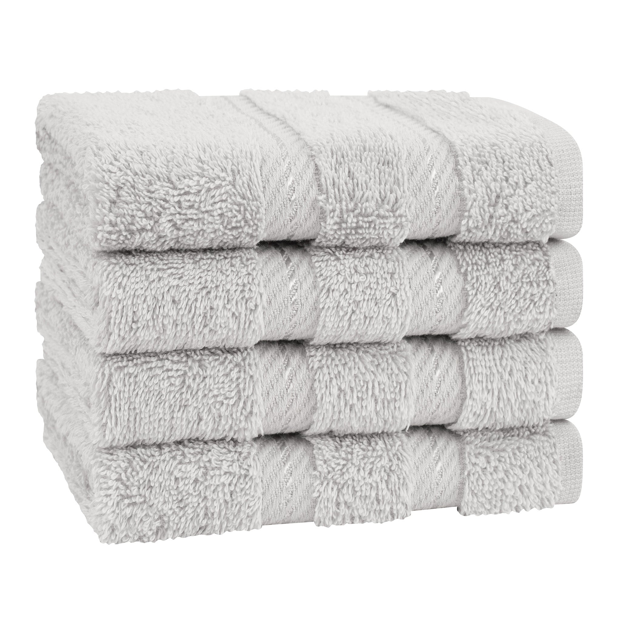 American-softlinen 100% Turkish Cotton 4 Piece Washcloth Set silver-gray-6