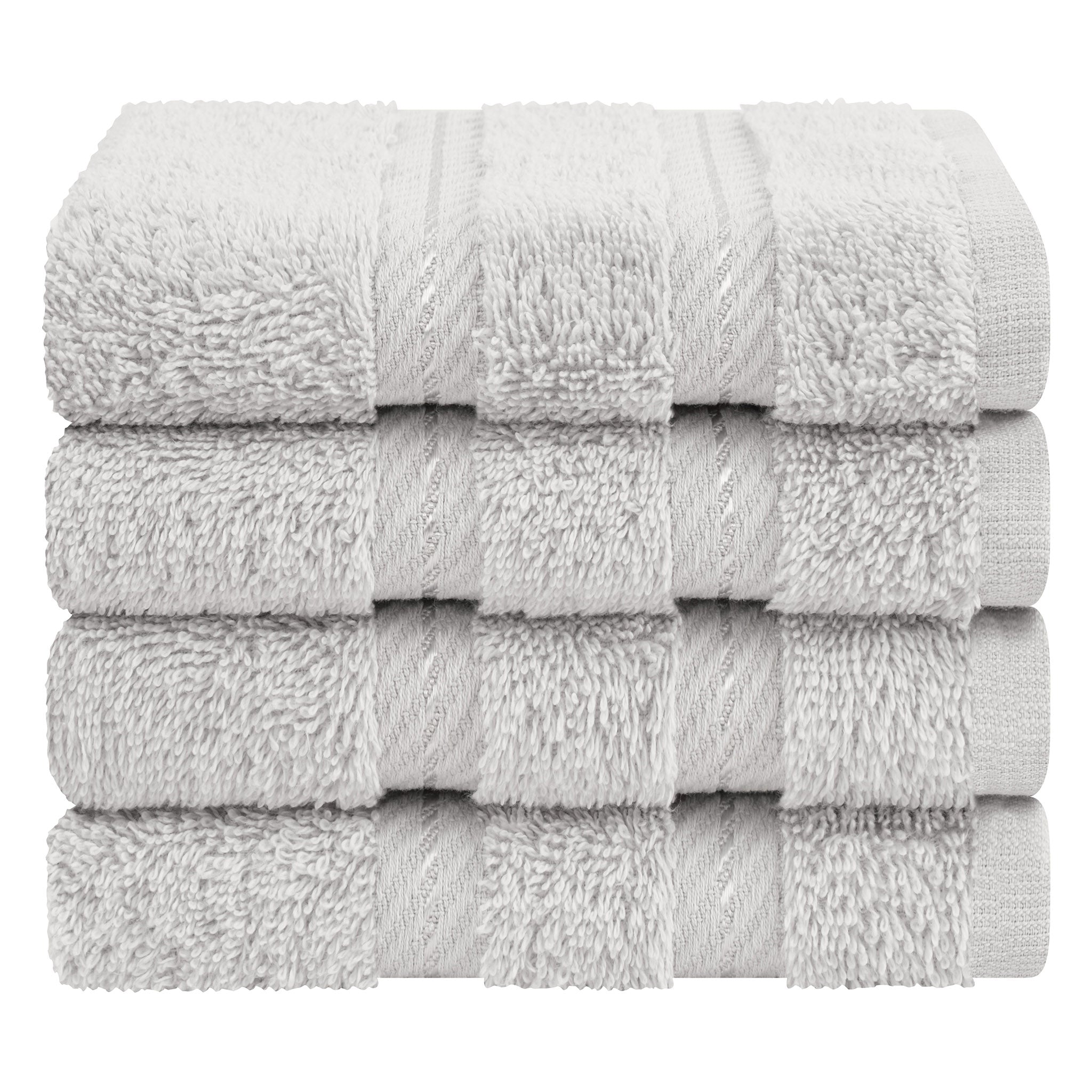 American-softlinen 100% Turkish Cotton 4 Piece Washcloth Set silver-gray-7