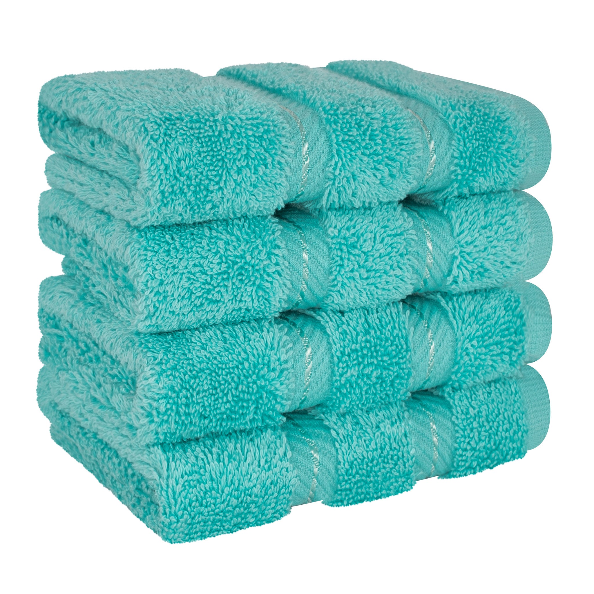 American-softlinen 100% Turkish Cotton 4 Piece Washcloth Set turquoise-blue-6