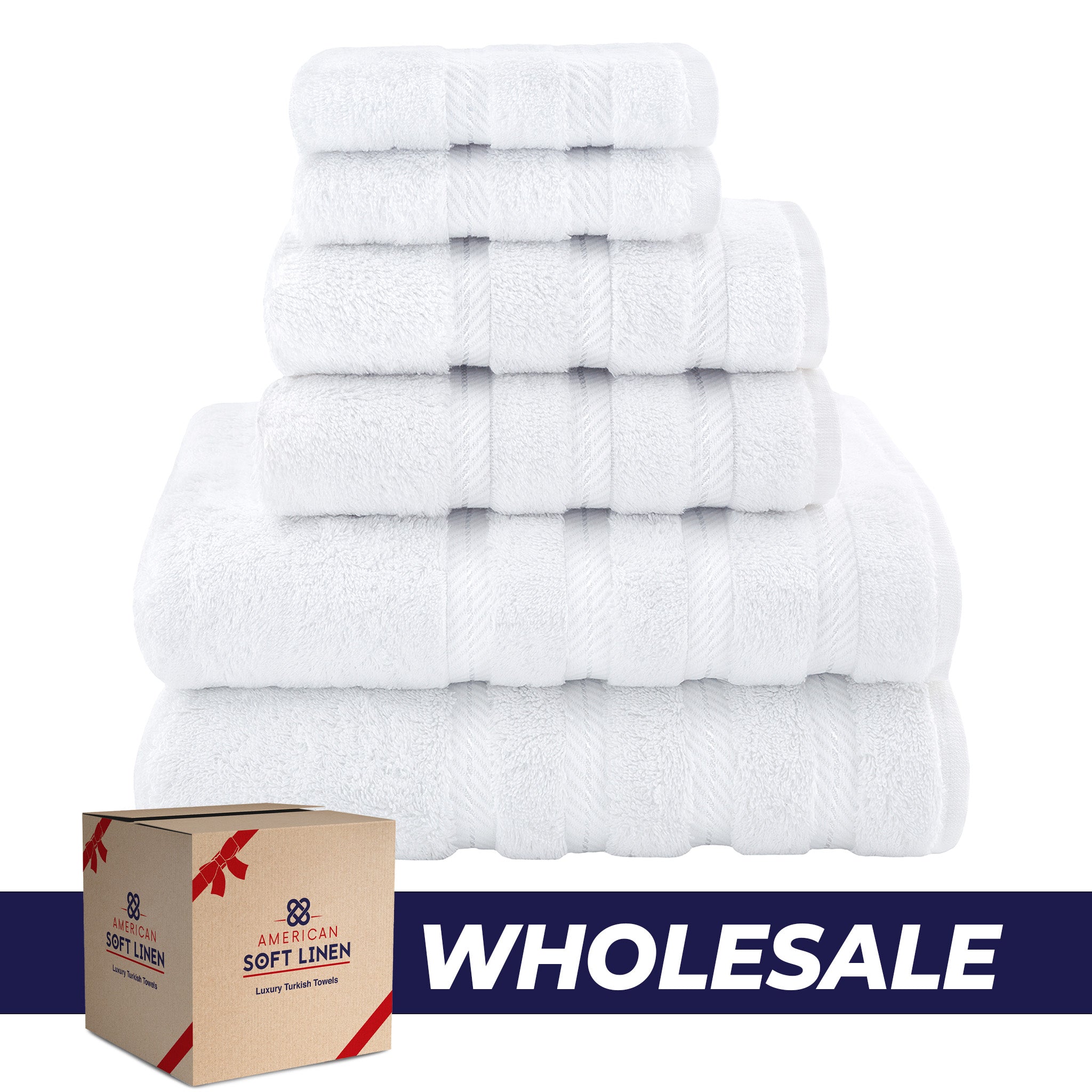 American-softlinen 100% Turkish Cotton 6 Piece Towel Set Wholesale white-0