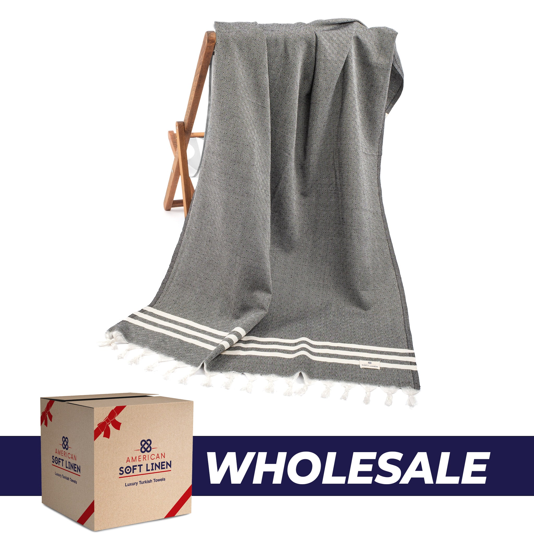  American-softlinen  100% Bamboo Turkish Peshtemal Towels 44 Set Case Pack -black-0